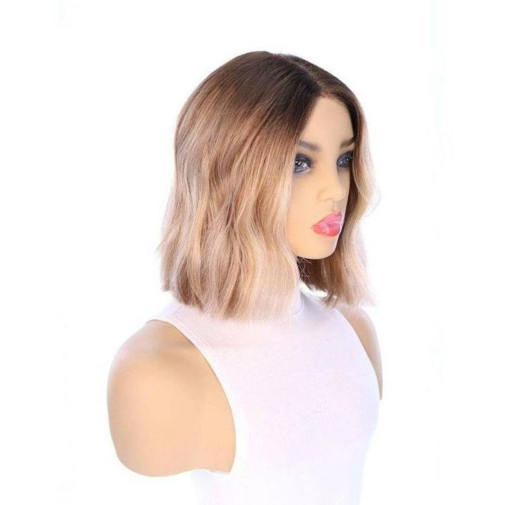 12" Divine Luxe Lace Top Wig #Light Brown w/ Blonde Balayage & Full Rooting