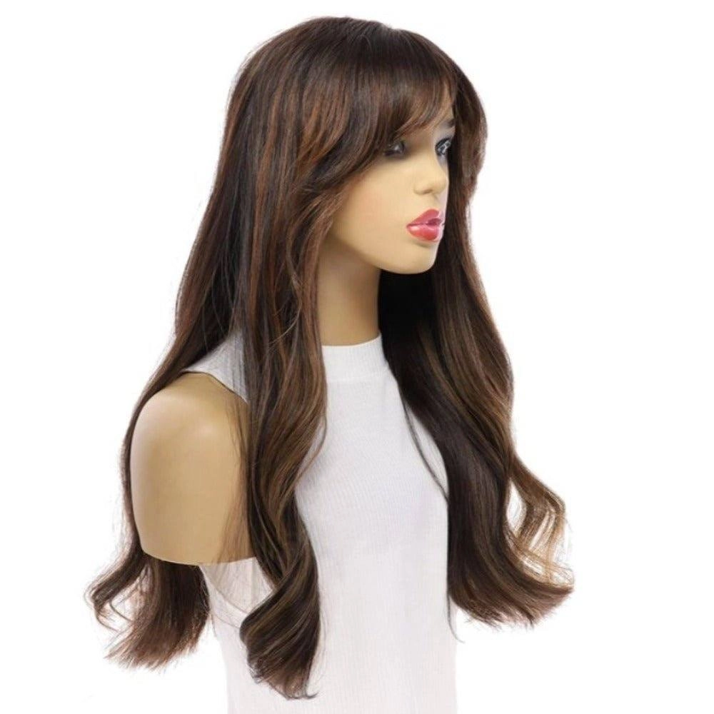 24" Divine Luxe Lace Top Wig  #1B Black w/ Balayage & Curtain Bang