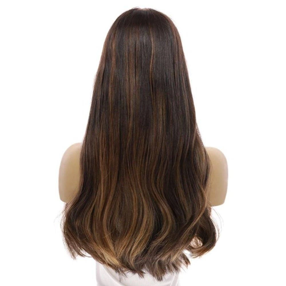 24" Divine Luxe Lace Top Wig  #1B Black w/ Balayage & Curtain Bang