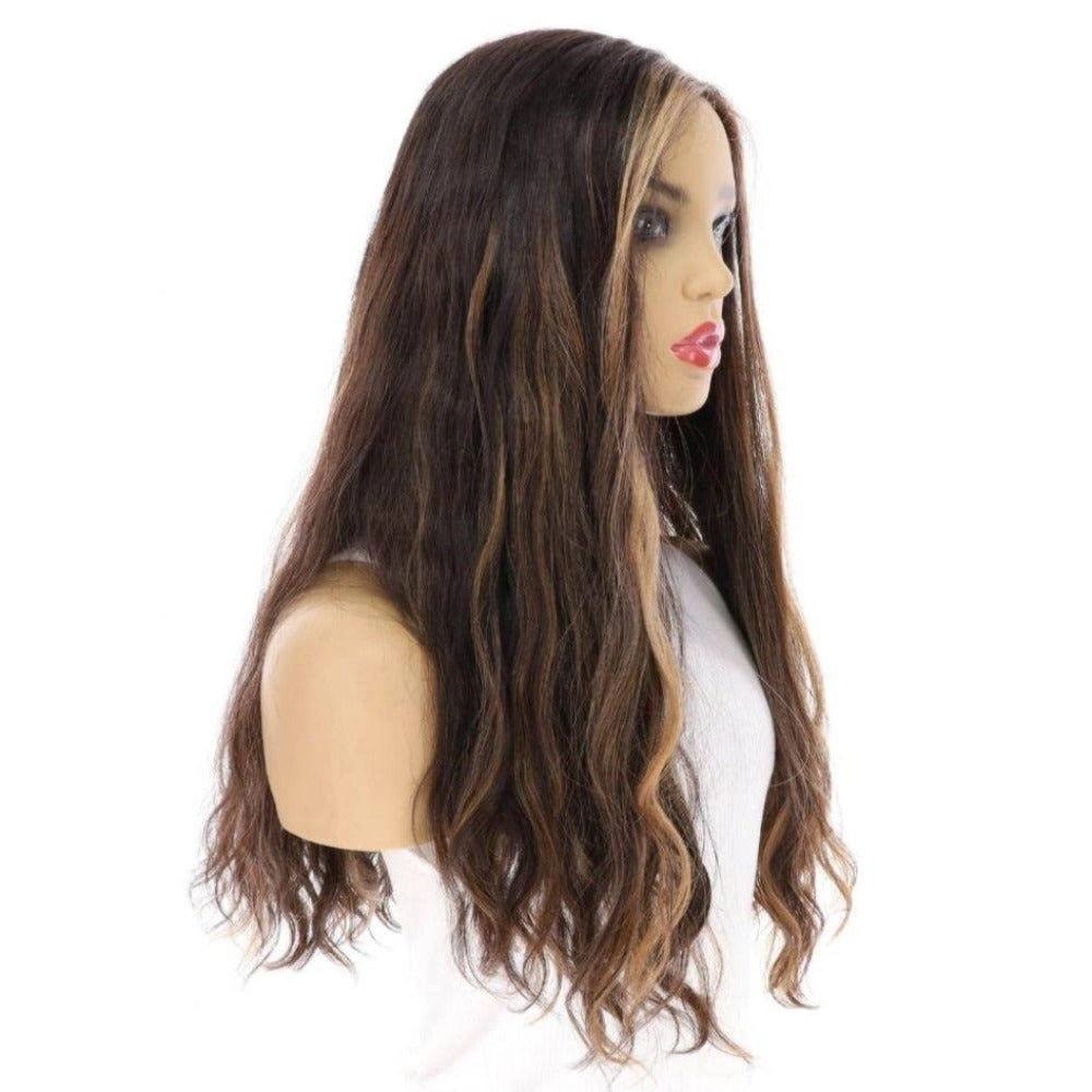 24" Divine Luxe Lace Top Wig #1B Black w/ Caramel Balayage & Rooting Wavy
