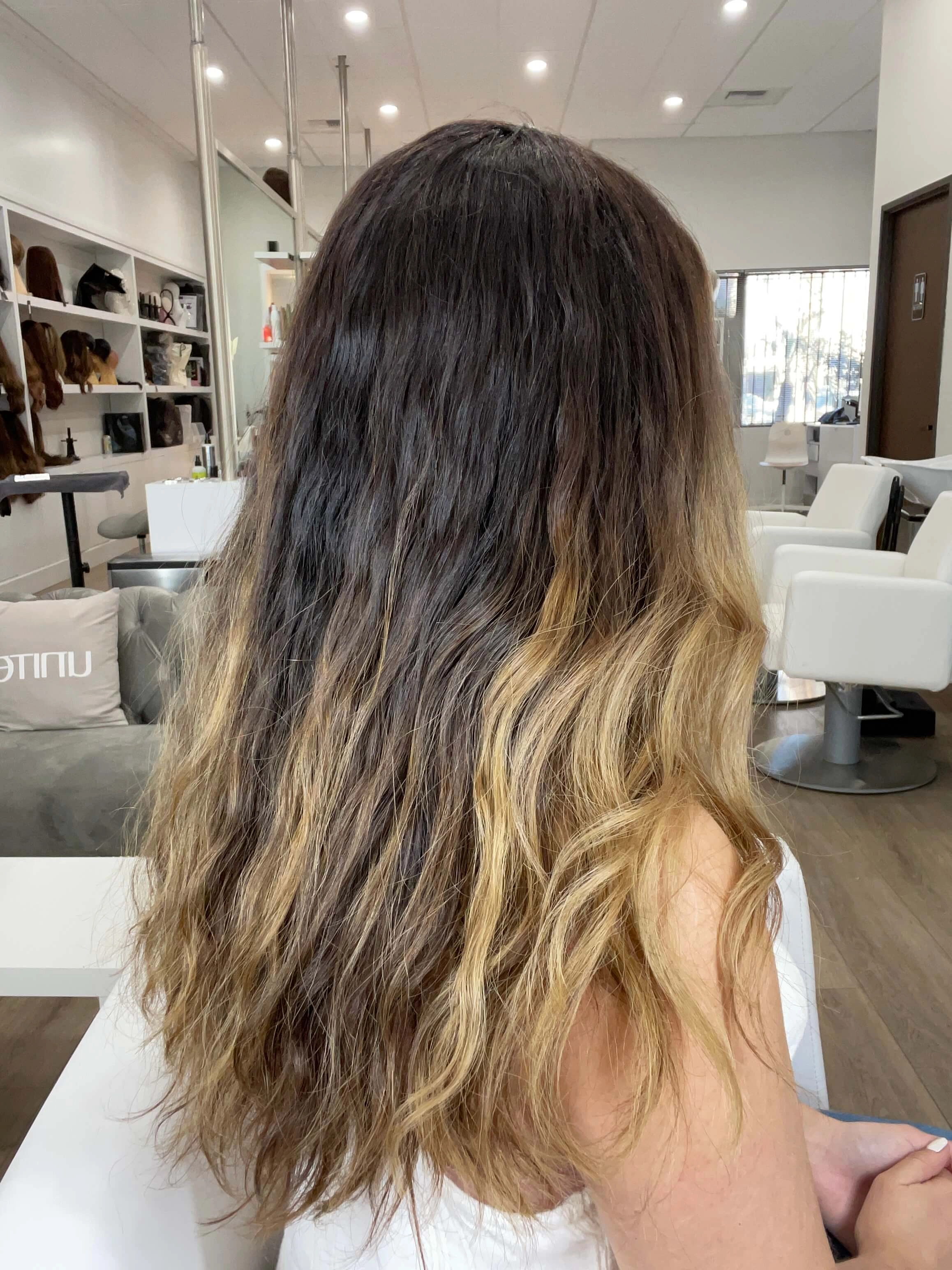 24" Divine Luxe Lace Top Wig #1B Black Wavy w/ Double Balayage Color Service