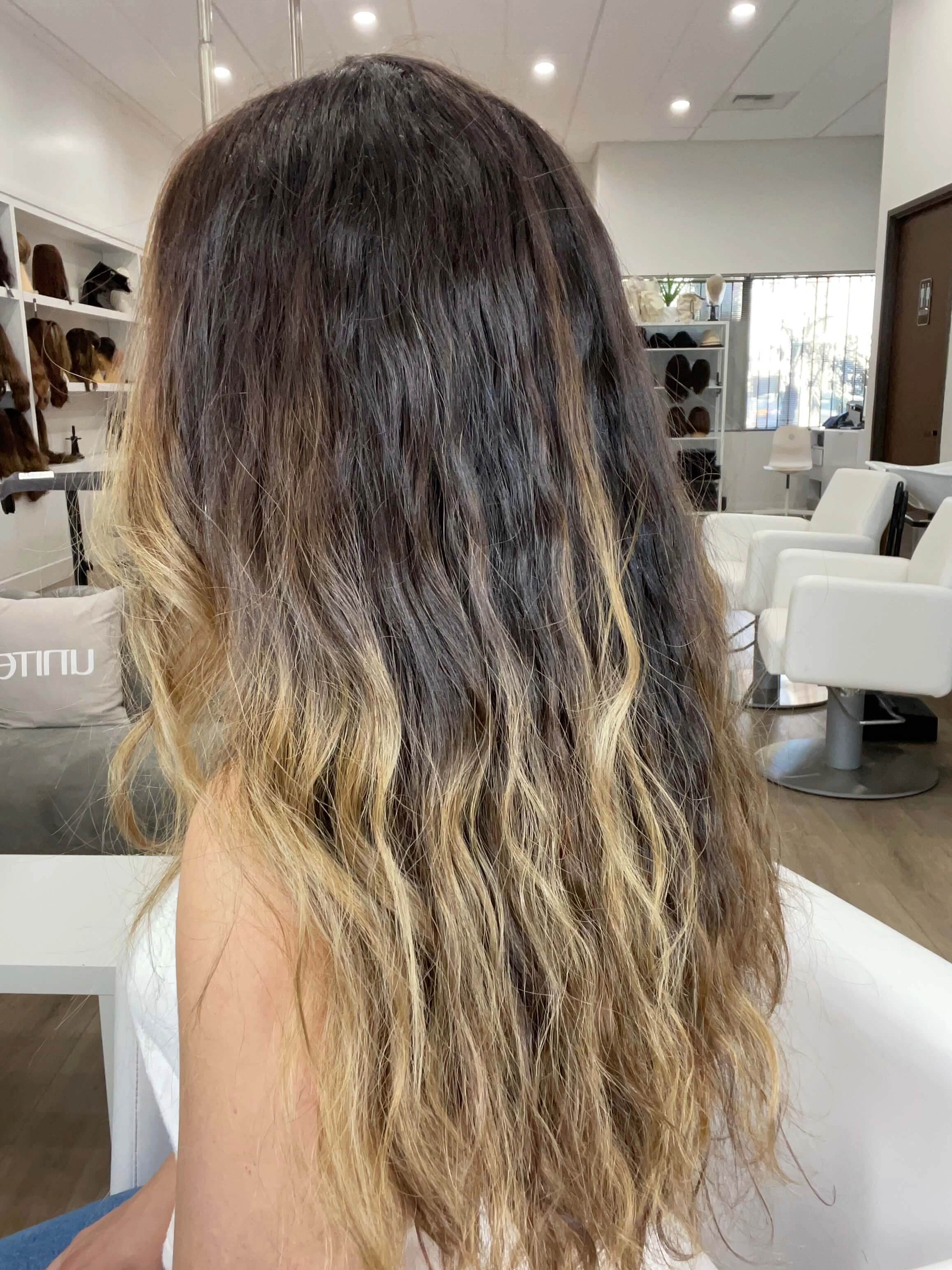 24" Divine Luxe Lace Top Wig #1B Black Wavy w/ Double Balayage Color Service