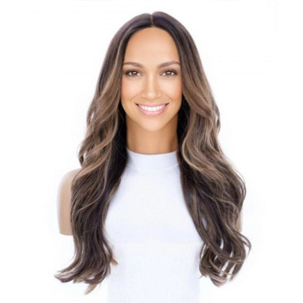 24" Divine Luxe Lace Top Wig #Dark Brown w/ Caramel Balayage & Rooting
