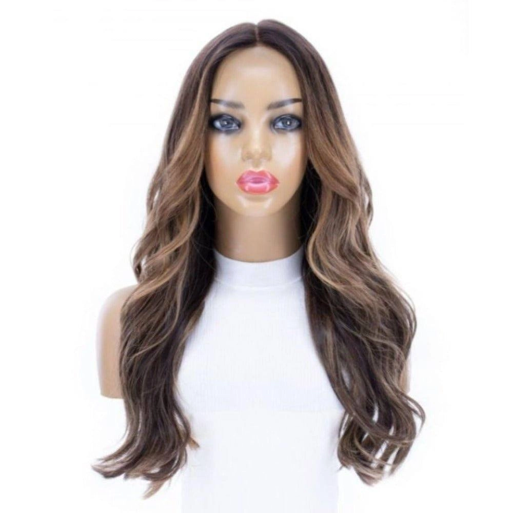 24" Divine Luxe Lace Top Wig #Dark Brown w/ Caramel Balayage & Rooting