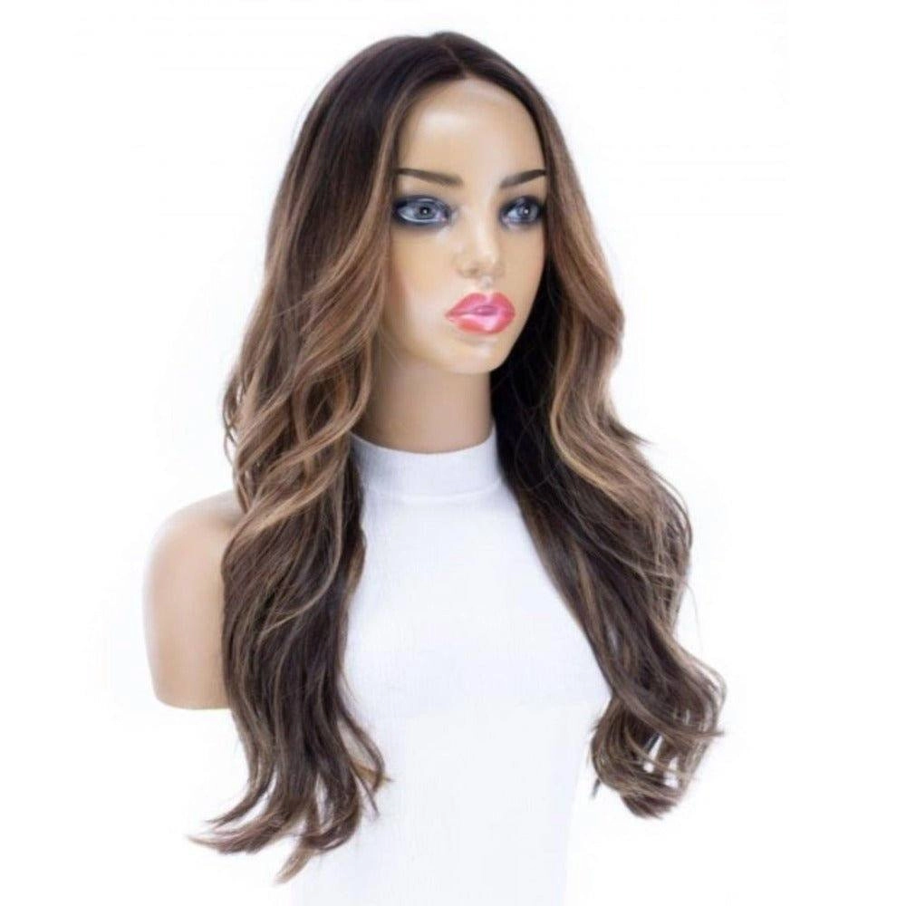 24" Divine Luxe Lace Top Wig #Dark Brown w/ Caramel Balayage & Rooting