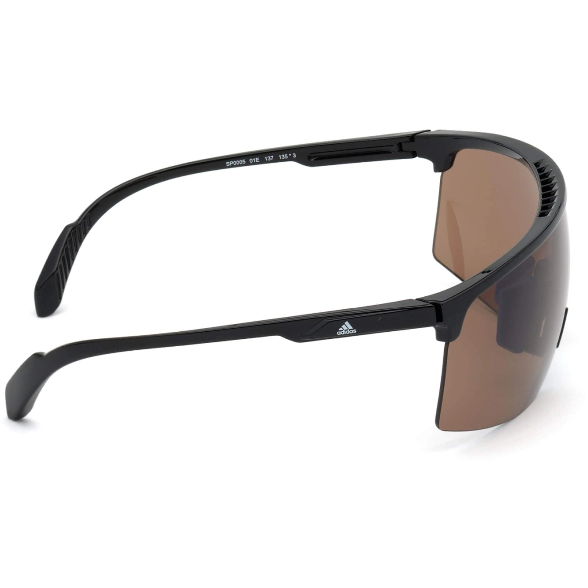 Adidas Men's Sunglasses - Half Rim Plastic Shield Frame Brown Lens | ADIDAS SP0005 01E