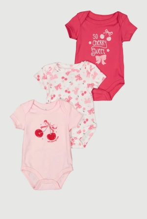 Baby Girls 0-9M So Cherry Sweet Bodysuits 3 Pack