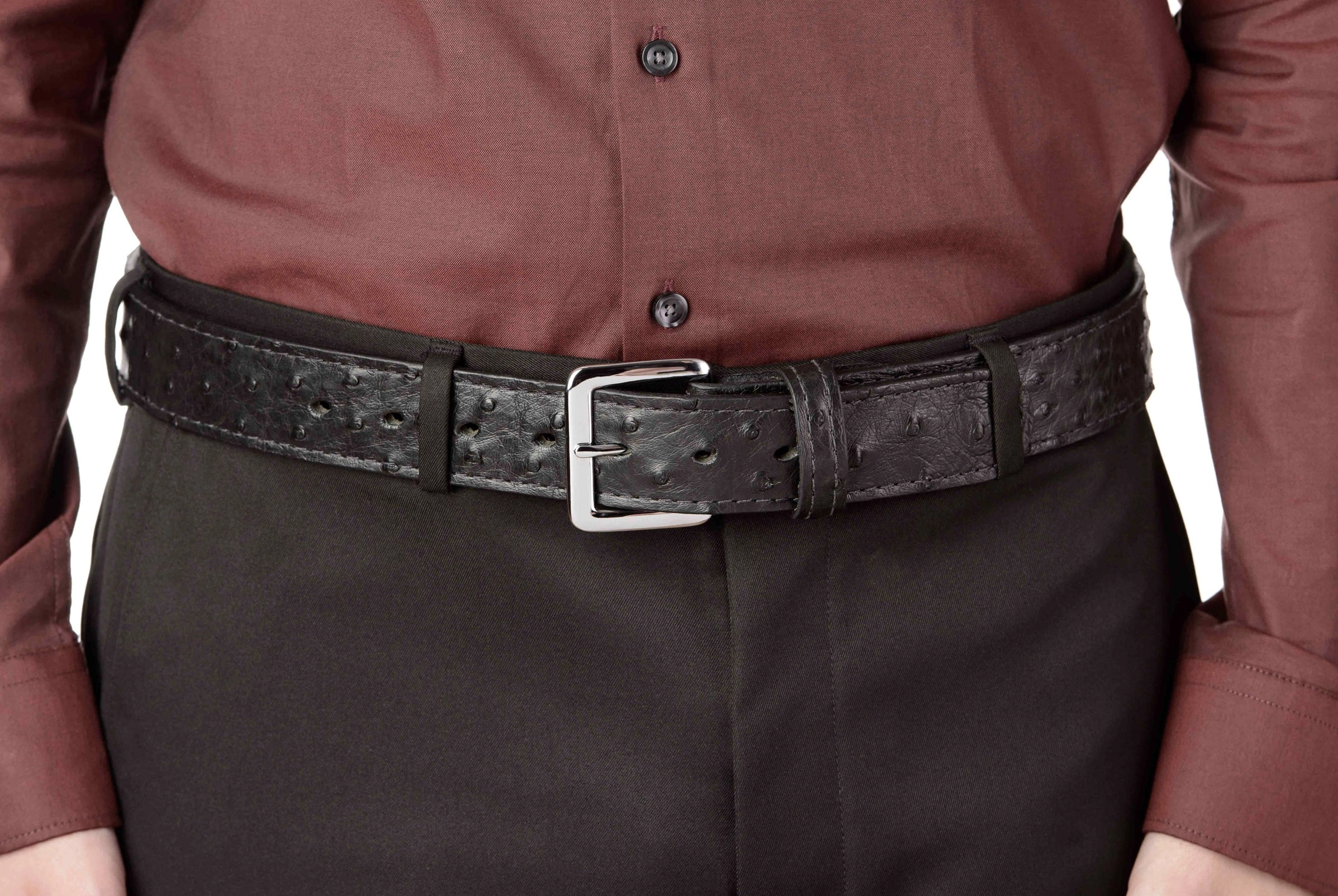 Black South African Ostrich Skin Money Belt With 25" Zipper 1.50" Wide