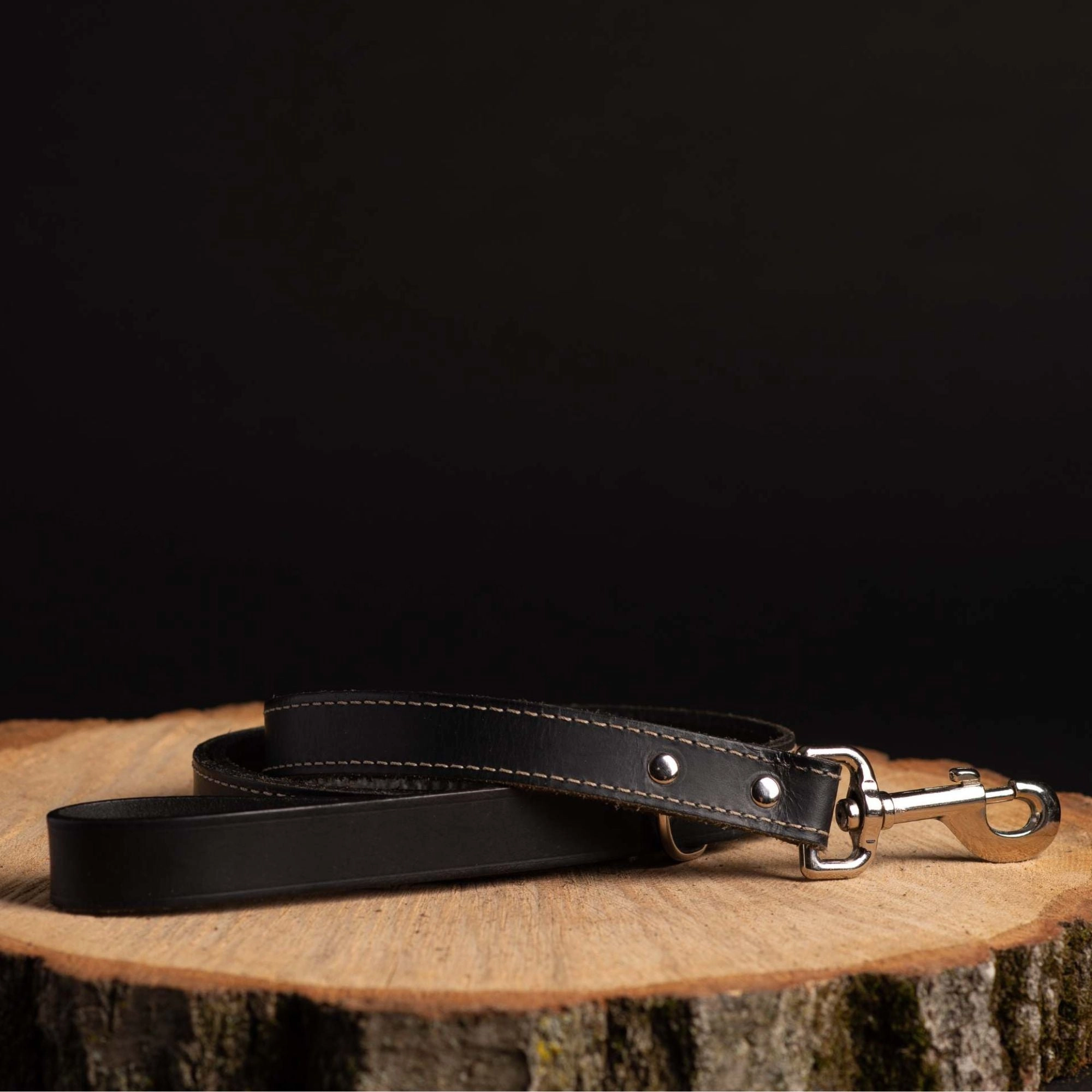 Burgundy Stitched Leather Dog Leash 60'' - Made in Canada