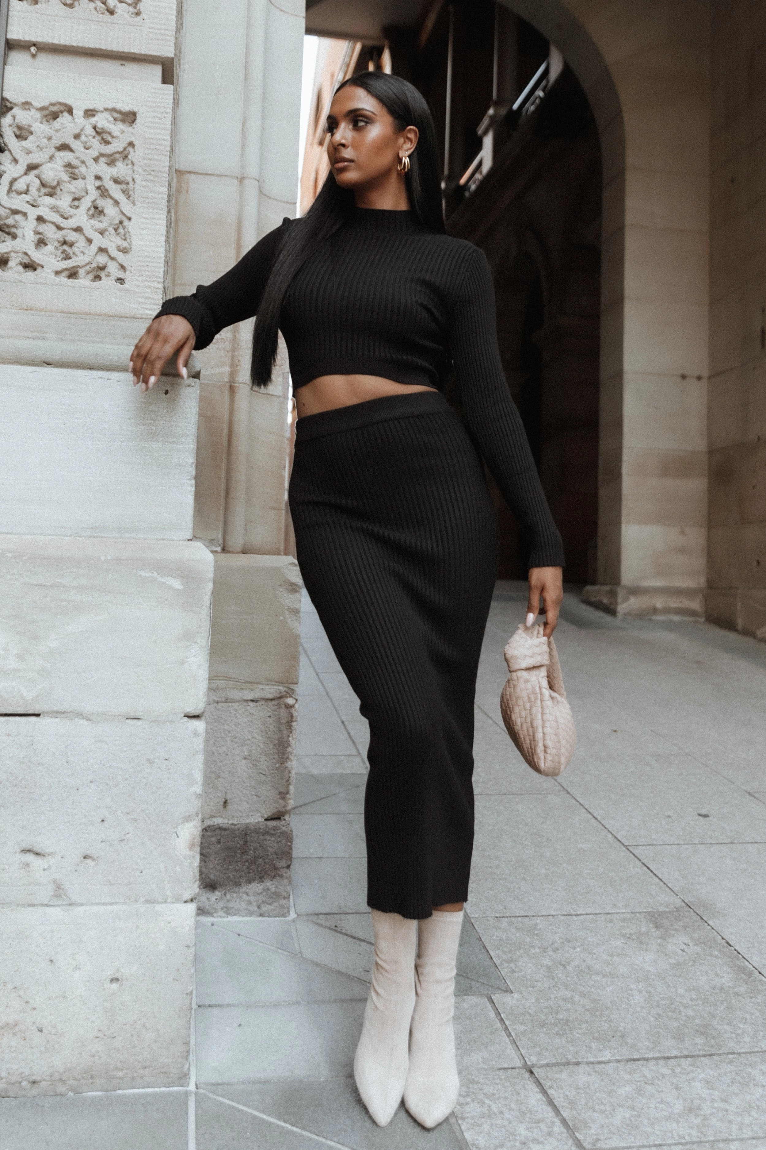 Claire Knit Two Piece Set - Black