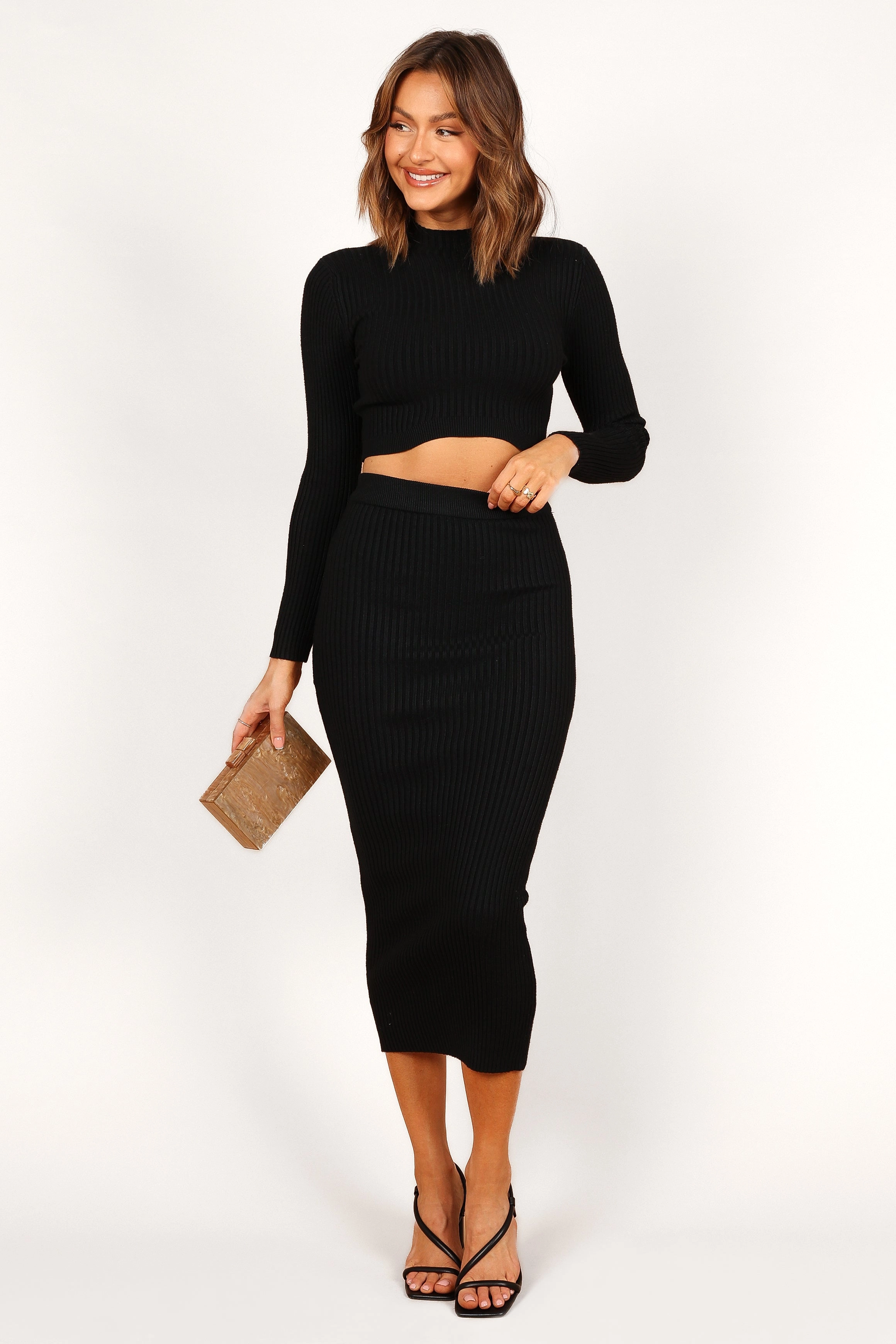 Claire Knit Two Piece Set - Black
