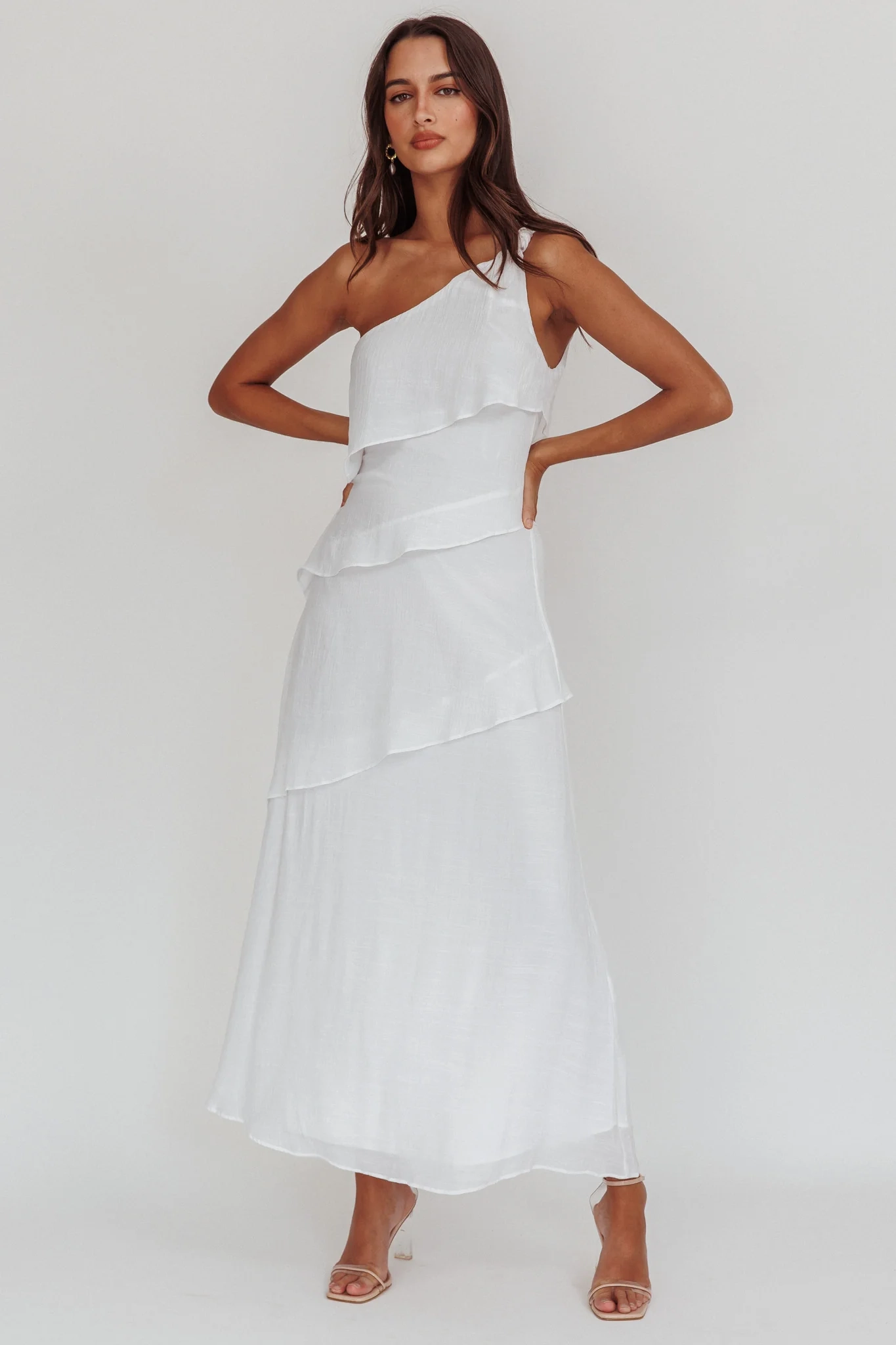 Delwyn One-Shoulder Maxi Dress White