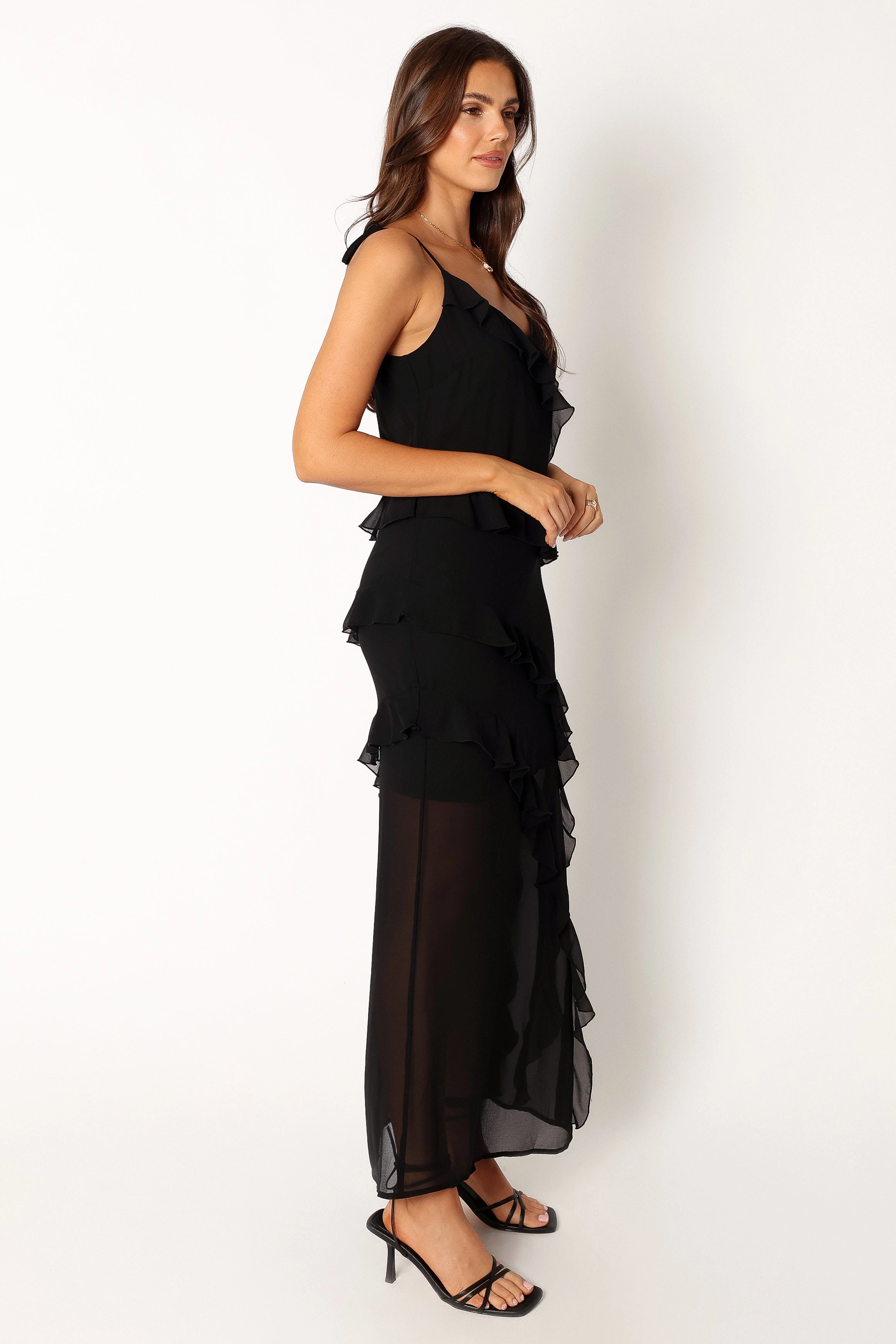 Demi Ruffle Maxi Dress - Black