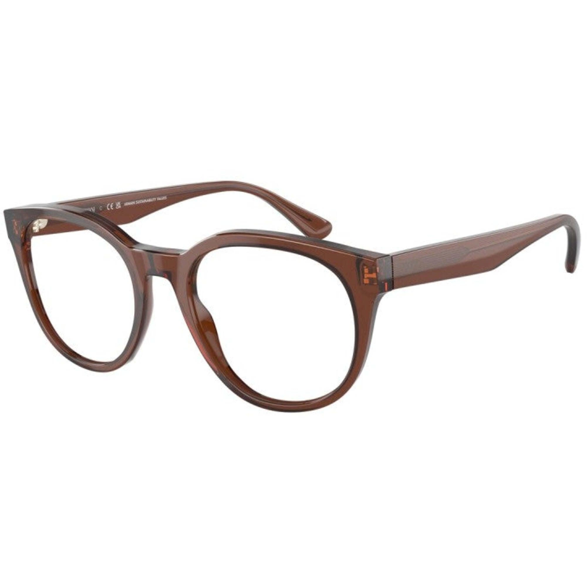 Emporio Armani Men's Eyeglasses - Shiny Transparent Brown Phantos Frame | 3207 5044