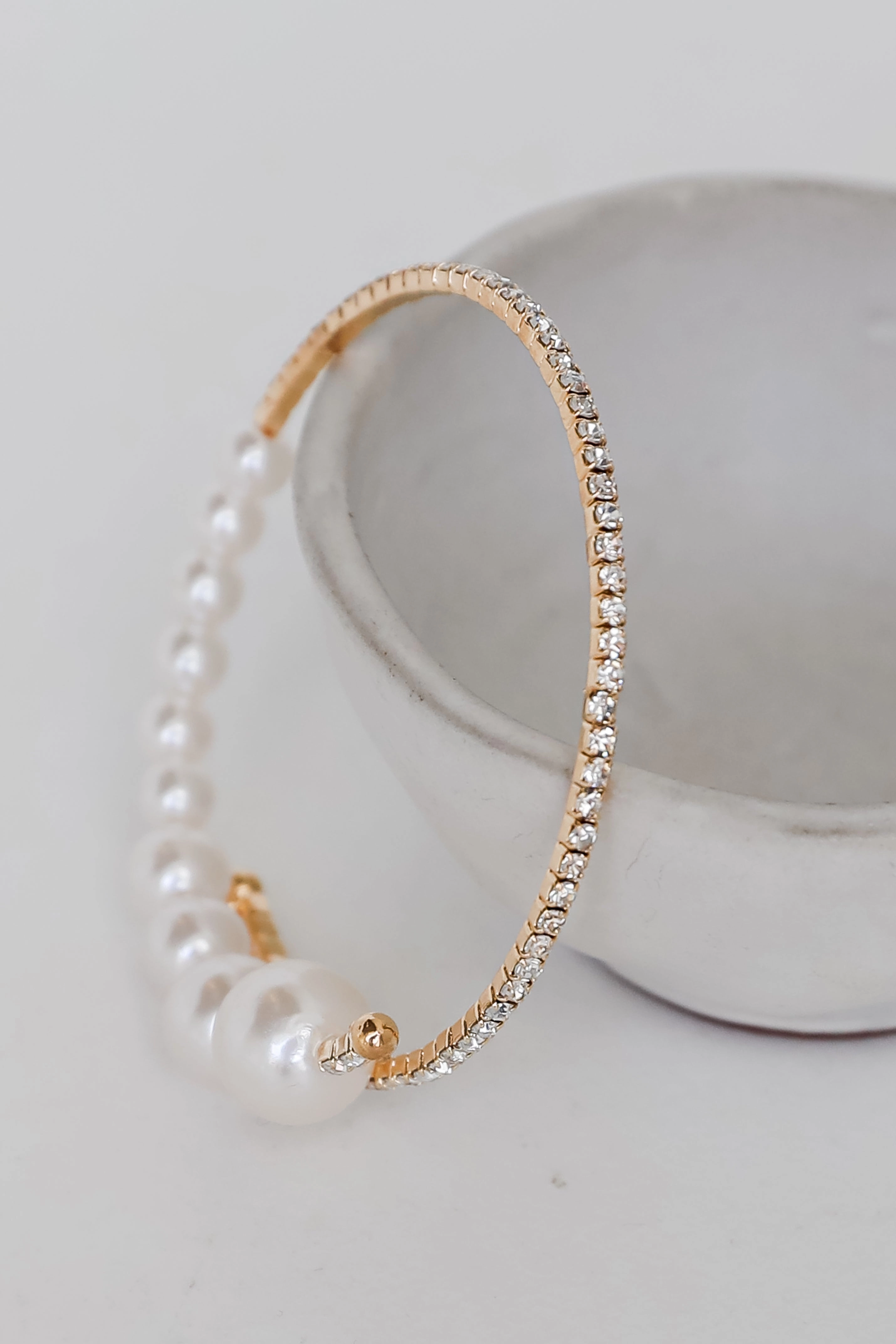 FINAL SALE - Emilee Gold Rhinestone   Pearl Bracelet