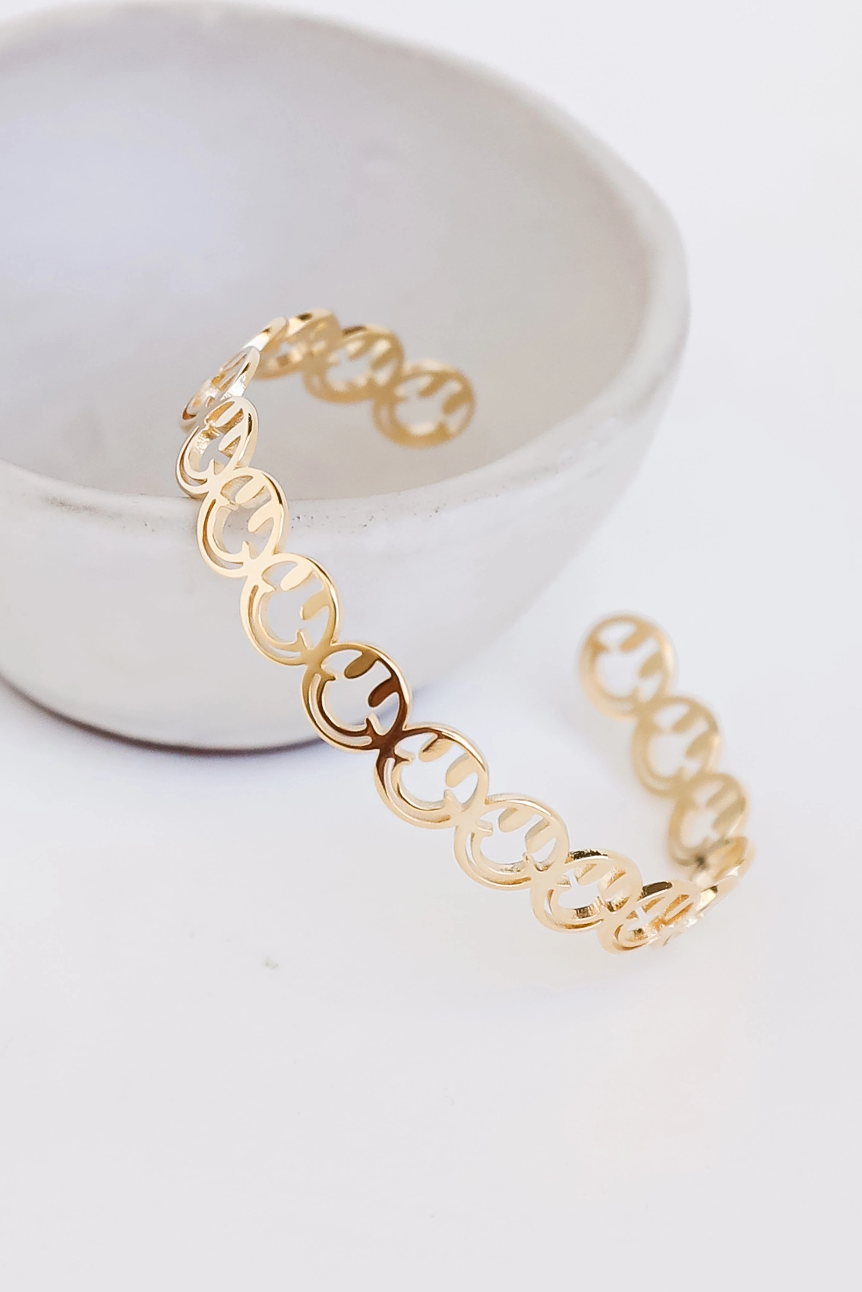 FINAL SALE - Noelle Gold Smiley Face Cuff Bracelet