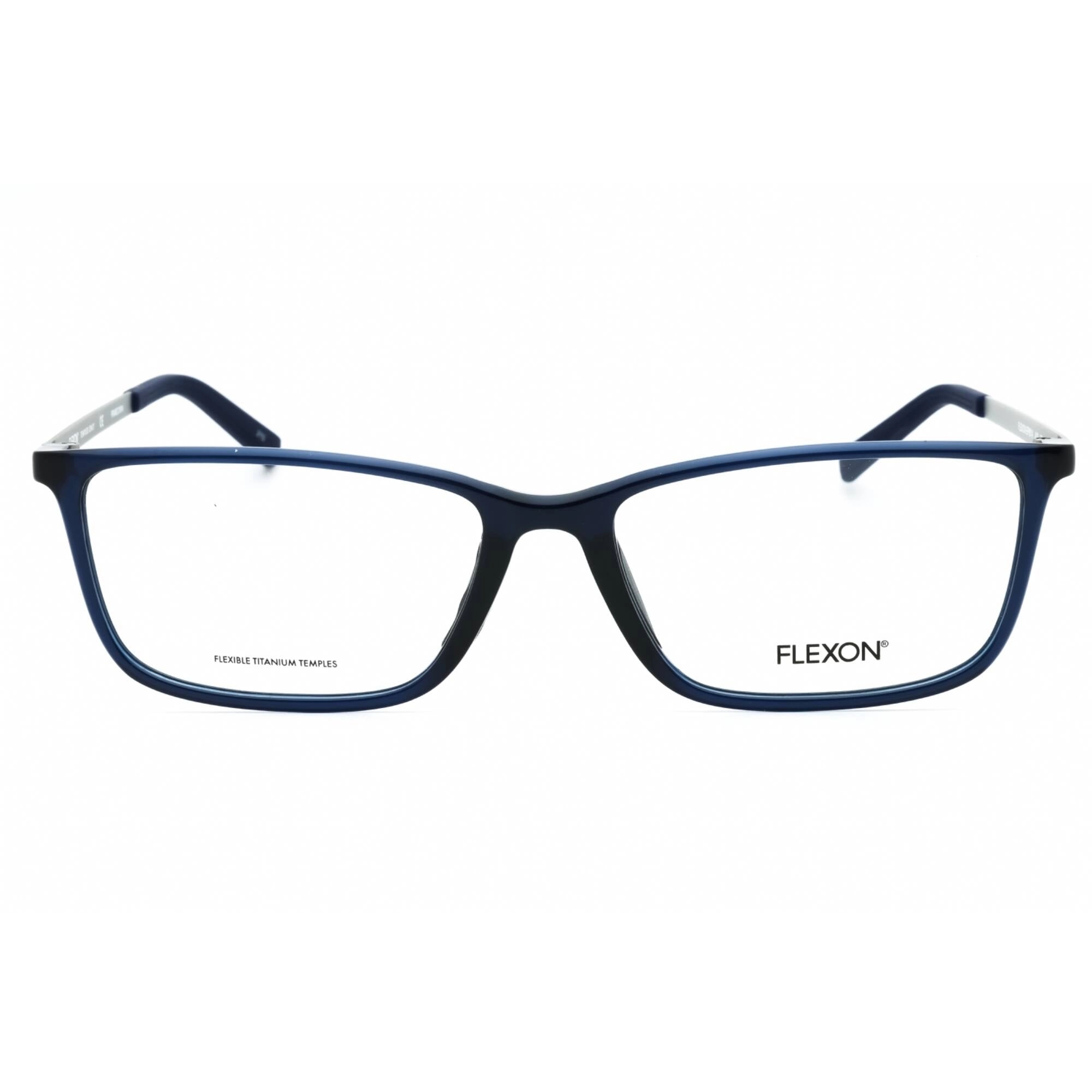 Flexon Men's Eyeglasses - Shiny Navy Rectangular Full Rim Frame | FLEXON EP8014 410