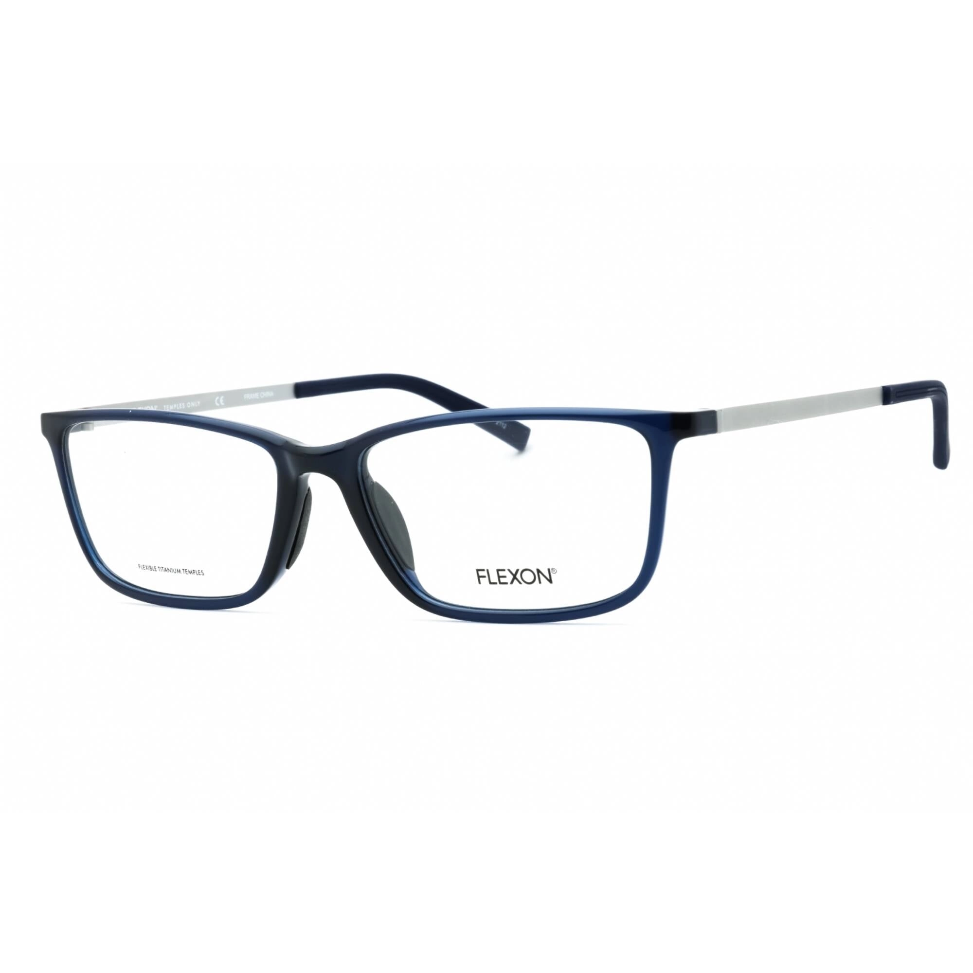 Flexon Men's Eyeglasses - Shiny Navy Rectangular Full Rim Frame | FLEXON EP8014 410