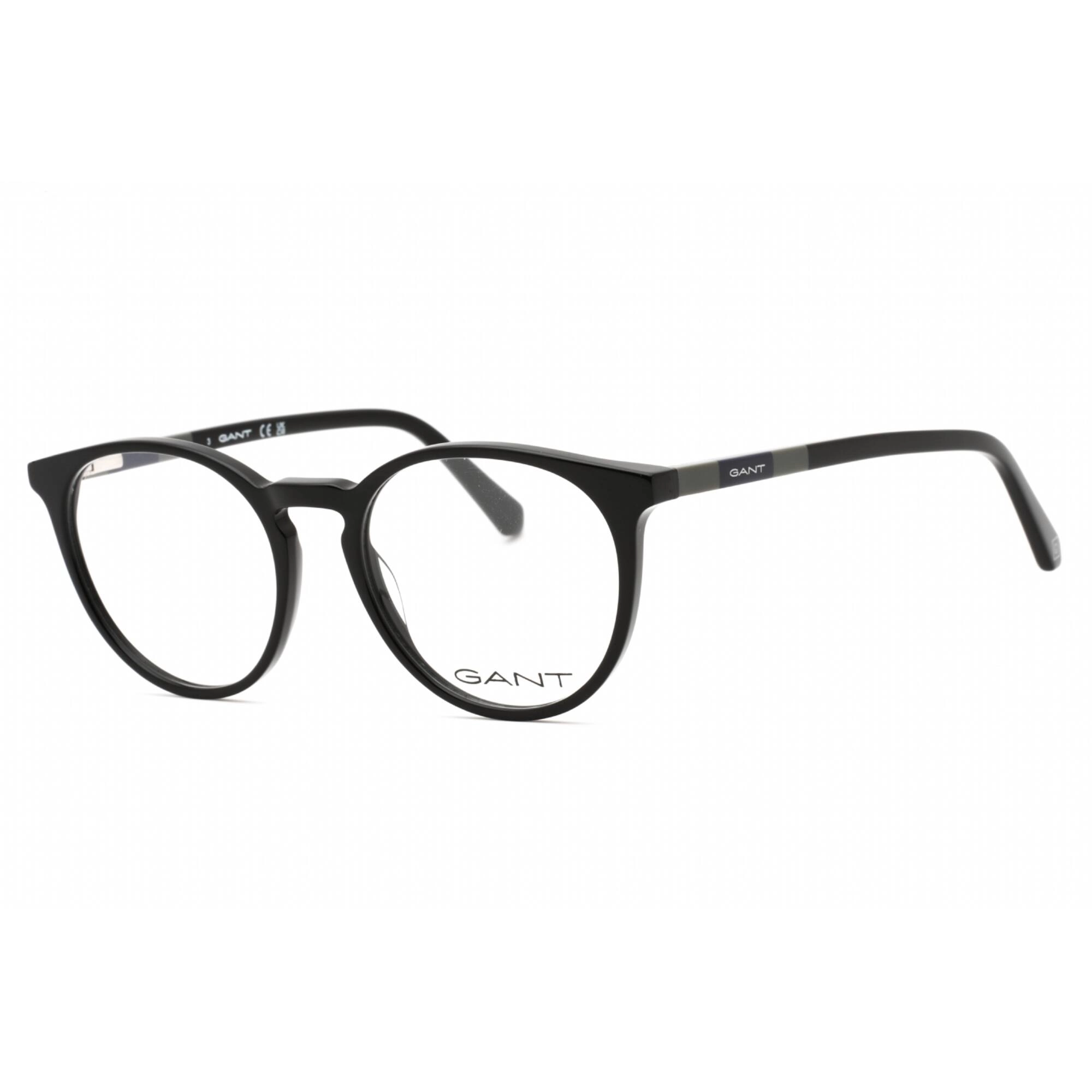 Gant Men's Eyeglasses - Shiny Black Plastic Round Full Rim 53mm Frame | GA3286 001