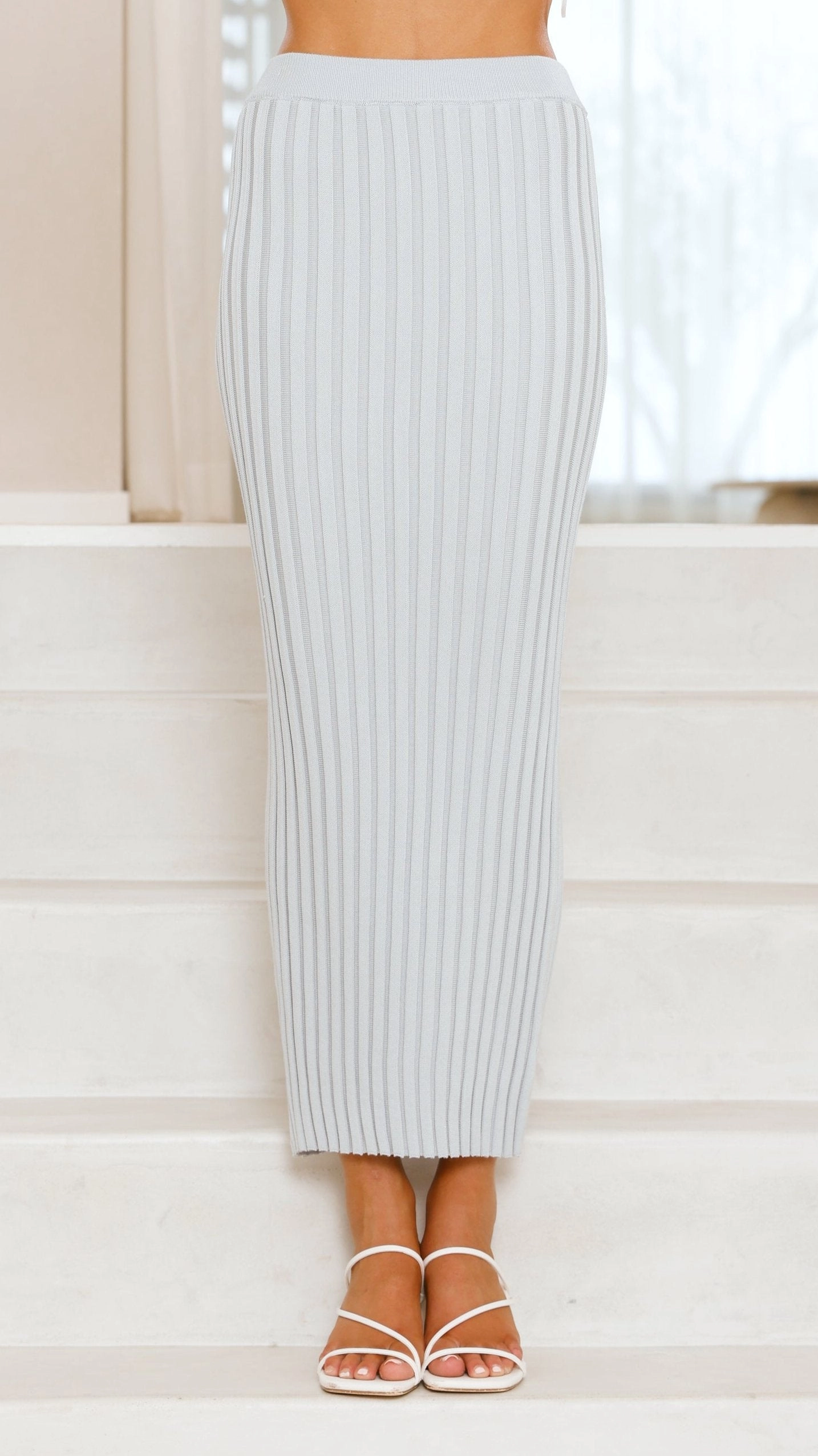 Gracie Knit Top and Skirt Set - Powder Blue