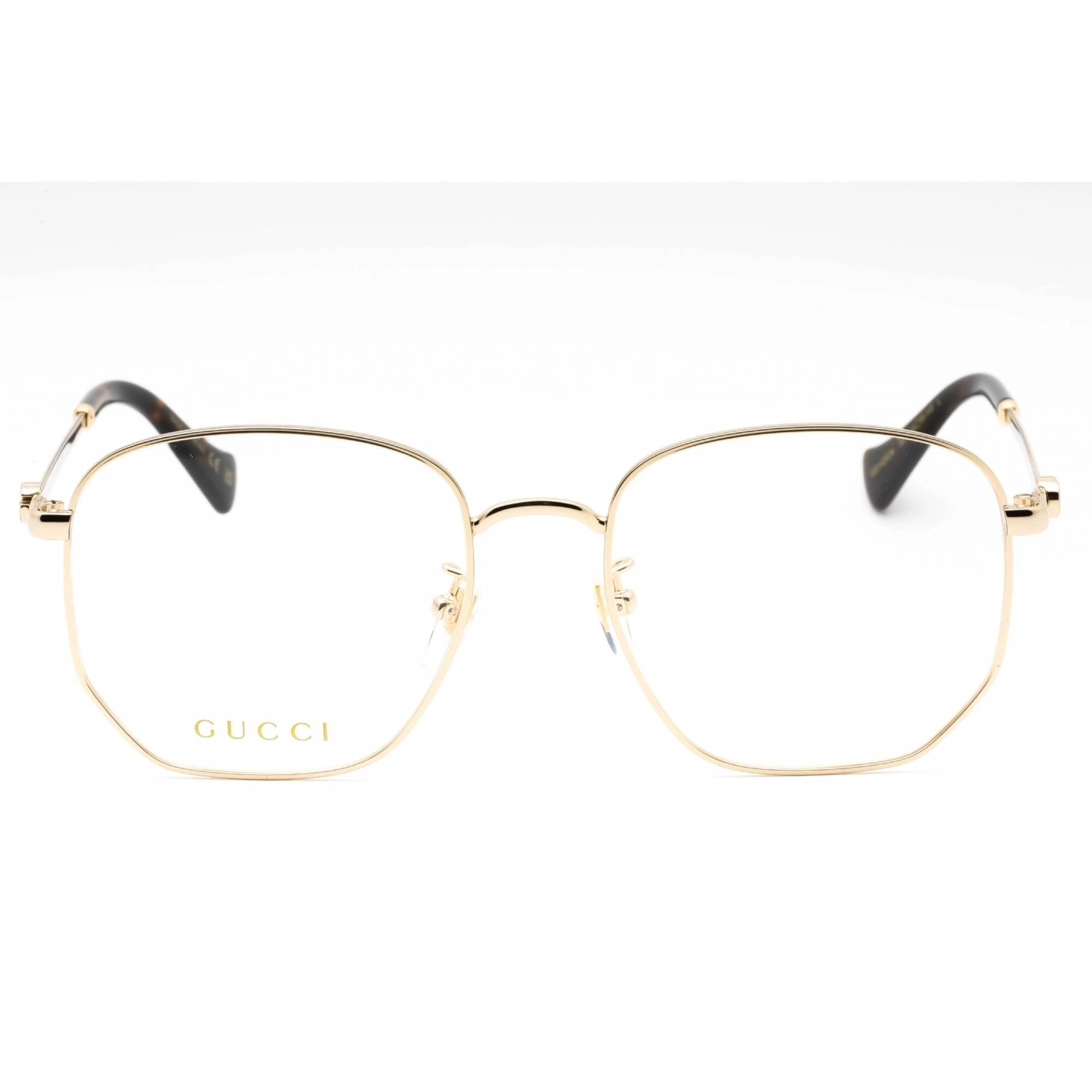 Gucci Women's Eyeglasses - Gold/Havana Full Rim Geometric Shape Frame | GG1420OK 001