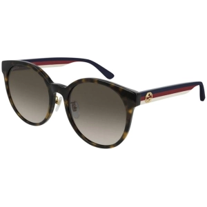 Gucci Women's Sunglasses - Full Rim Havana Blue Acetate Round Frame | GG0416SK 003
