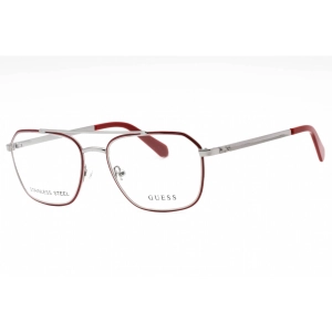 Guess Men's Eyeglasses - Shiny Gunmetal Metal Geometric Full Rim Frame | GU50049 008