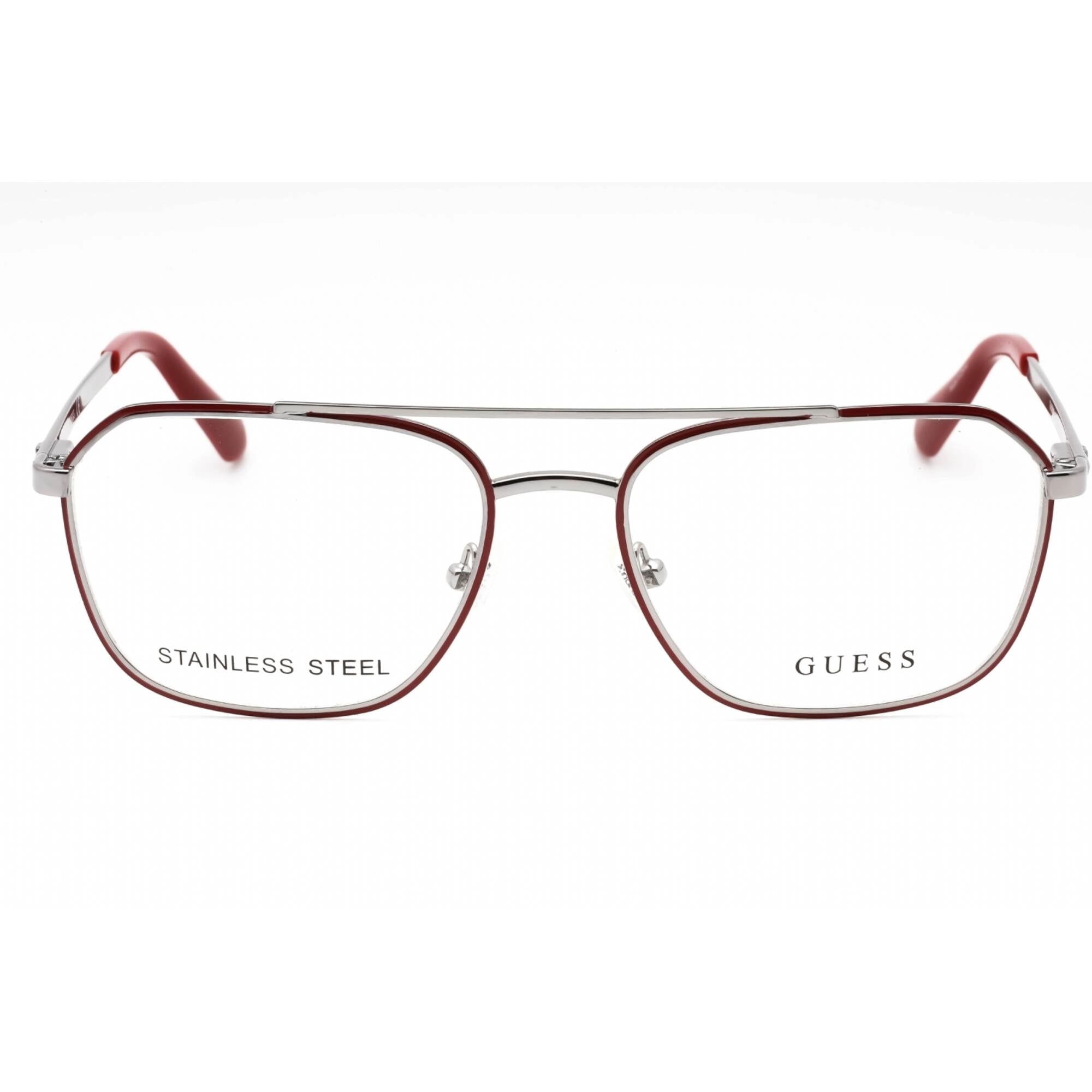 Guess Men's Eyeglasses - Shiny Gunmetal Metal Geometric Full Rim Frame | GU50049 008