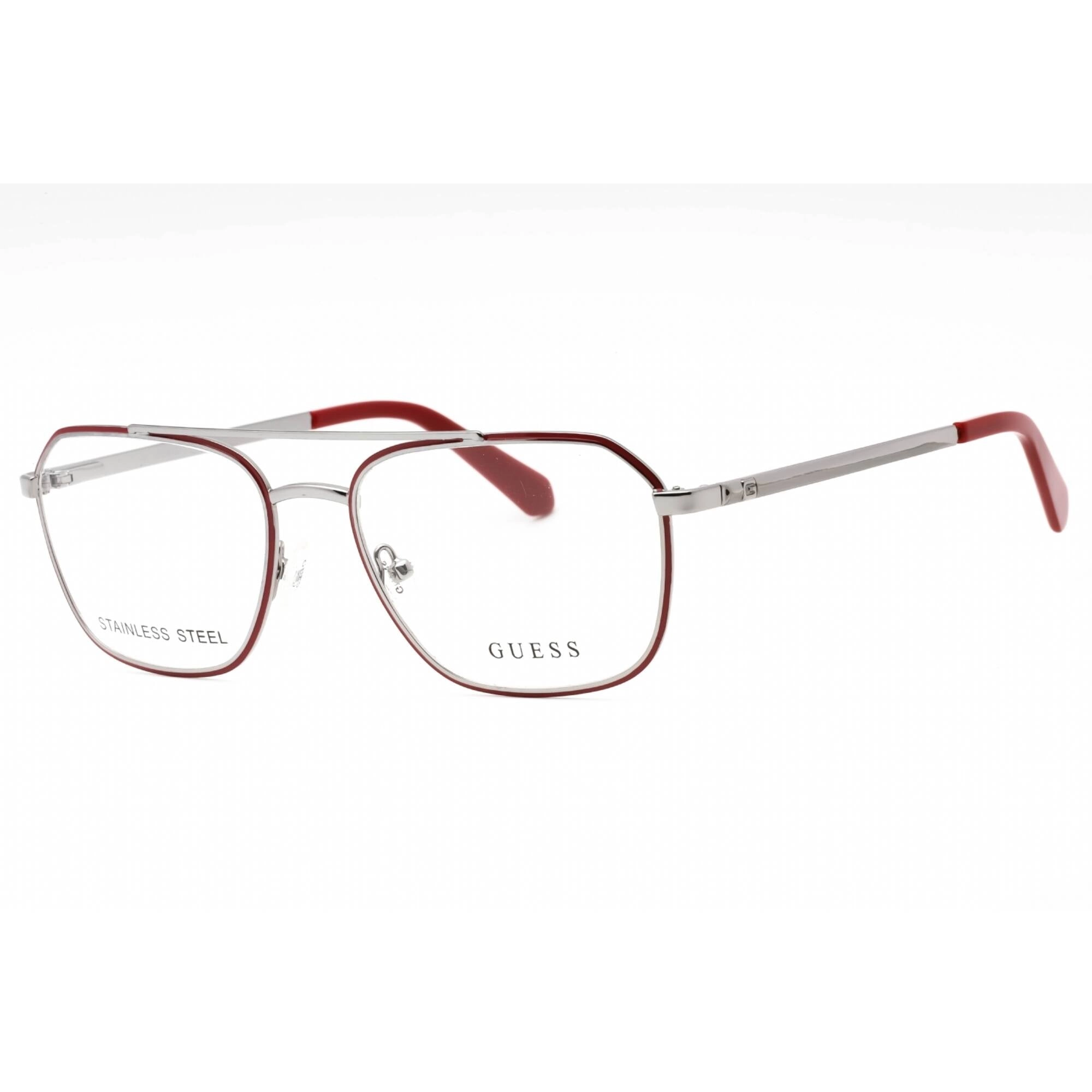 Guess Men's Eyeglasses - Shiny Gunmetal Metal Geometric Full Rim Frame | GU50049 008