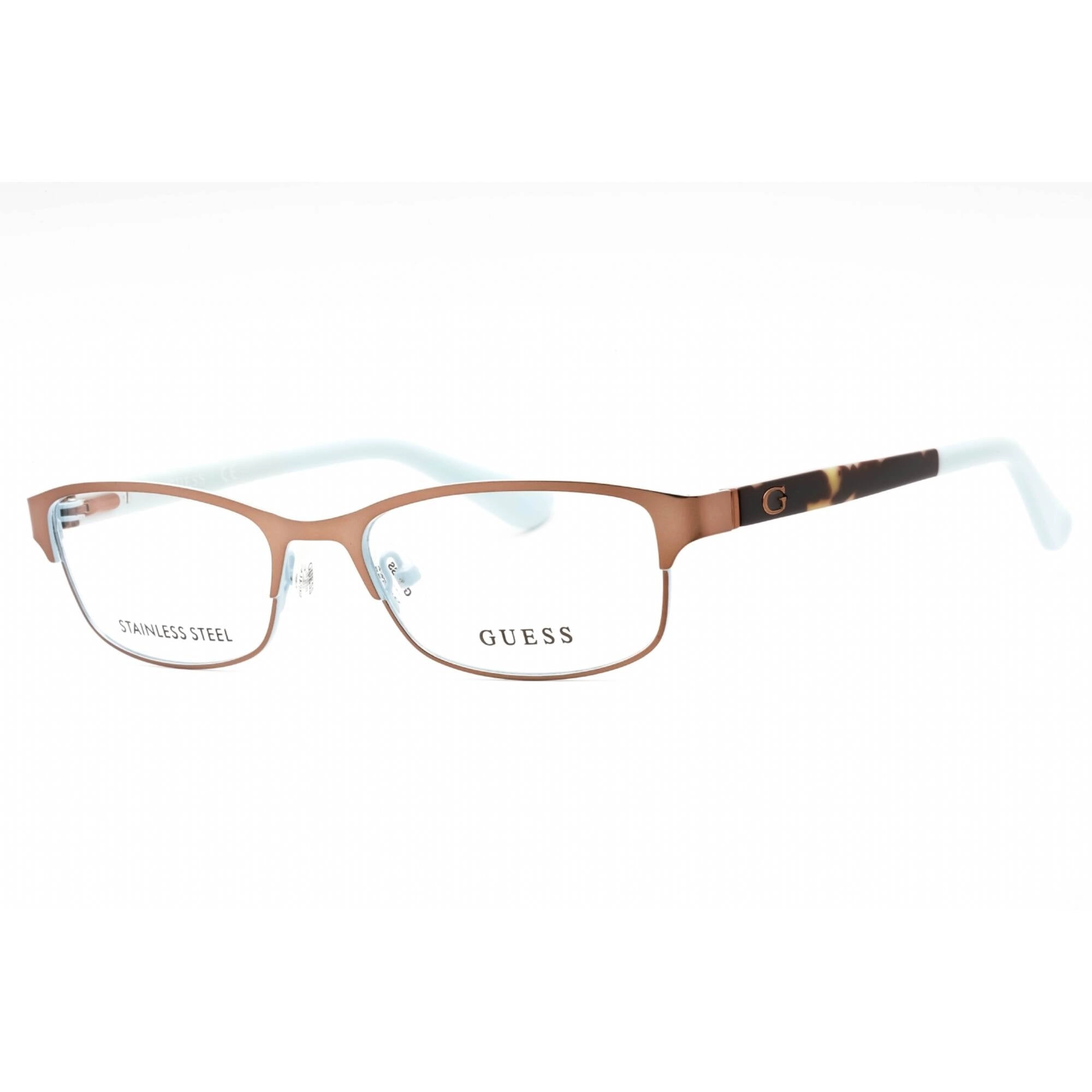 Guess Women's Eyeglasses - Dark Brown Metal Full Rim Rectangular Frame | GU2614 050