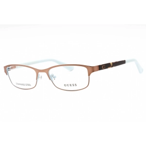 Guess Women's Eyeglasses - Dark Brown Metal Full Rim Rectangular Frame | GU2614 050