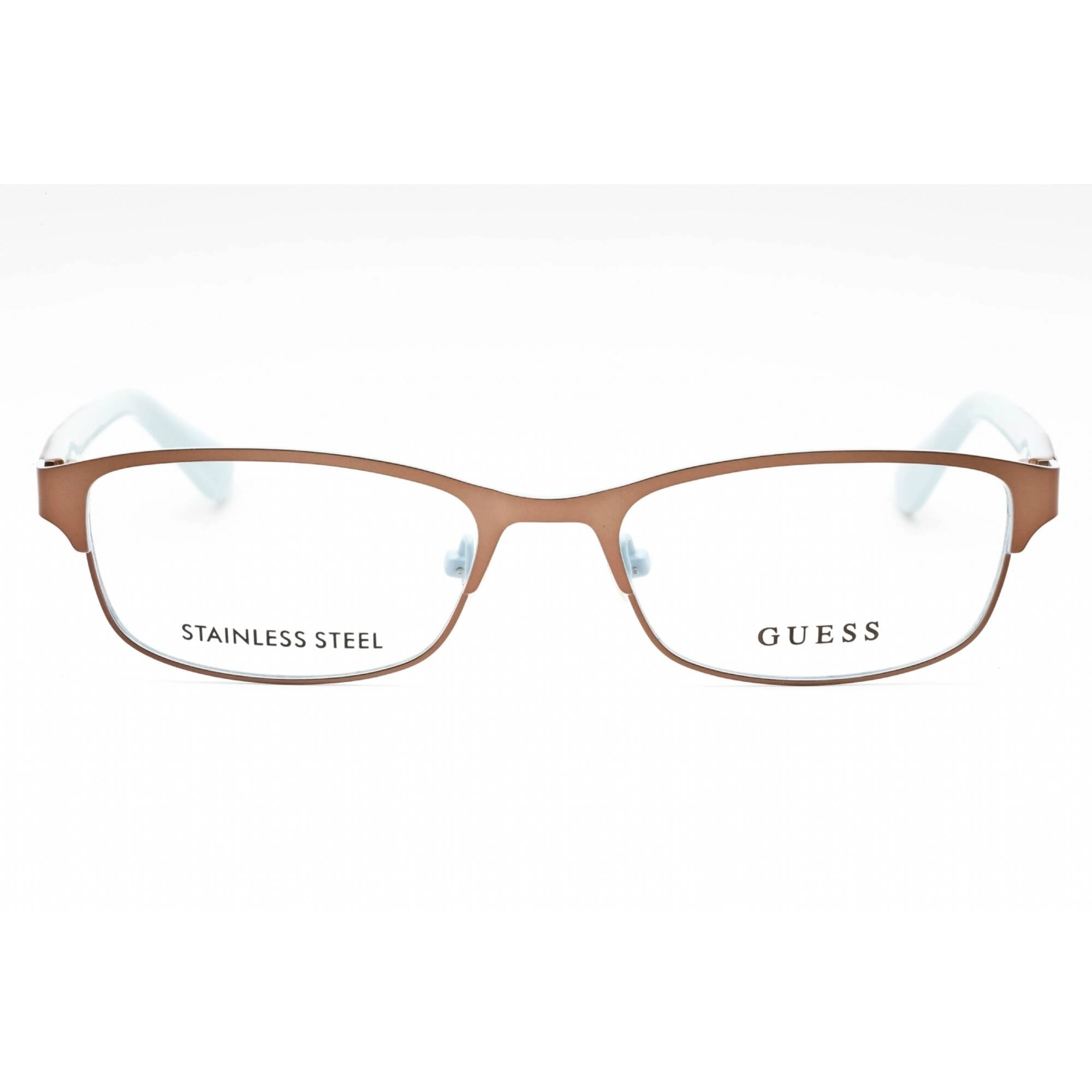 Guess Women's Eyeglasses - Dark Brown Metal Full Rim Rectangular Frame | GU2614 050