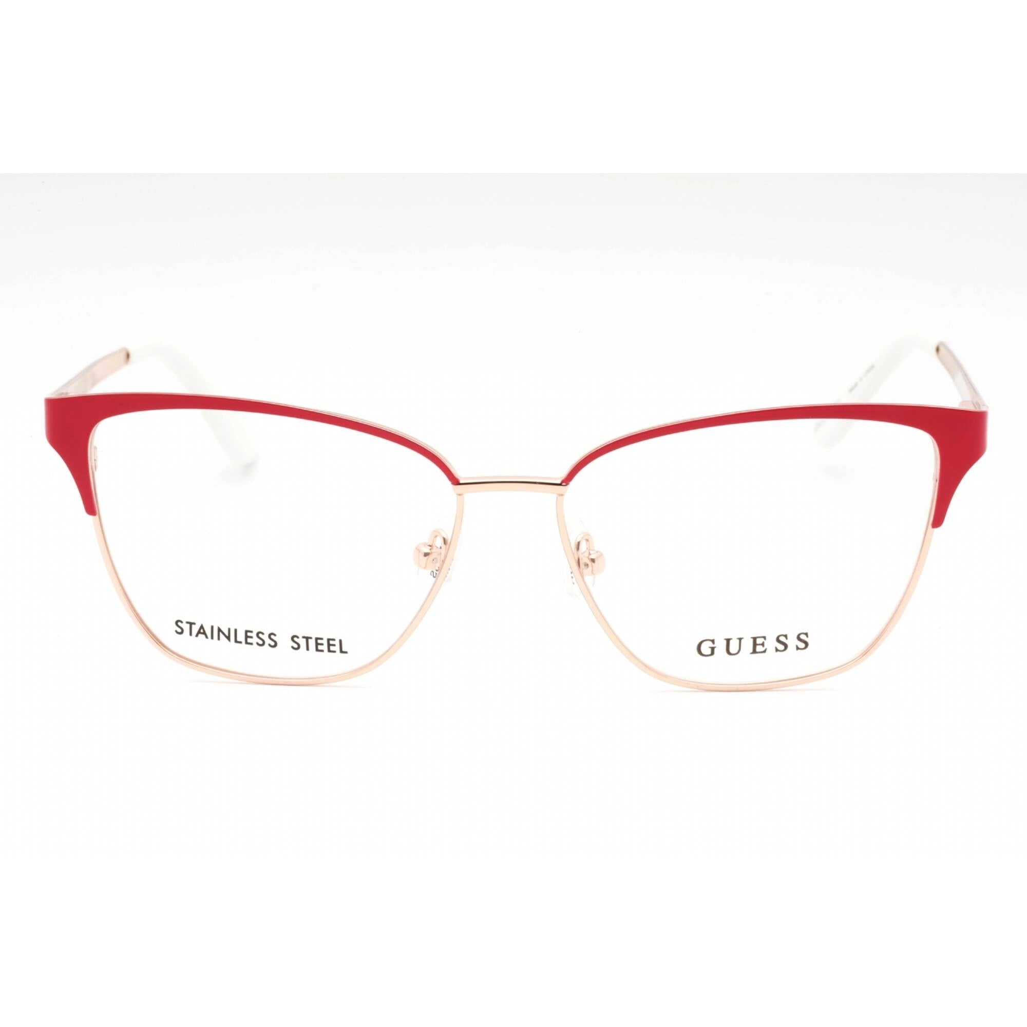 Guess Women's Eyeglasses - Shiny Pink Metal Cat Eye Shape Full Rim Frame | GU2795 072