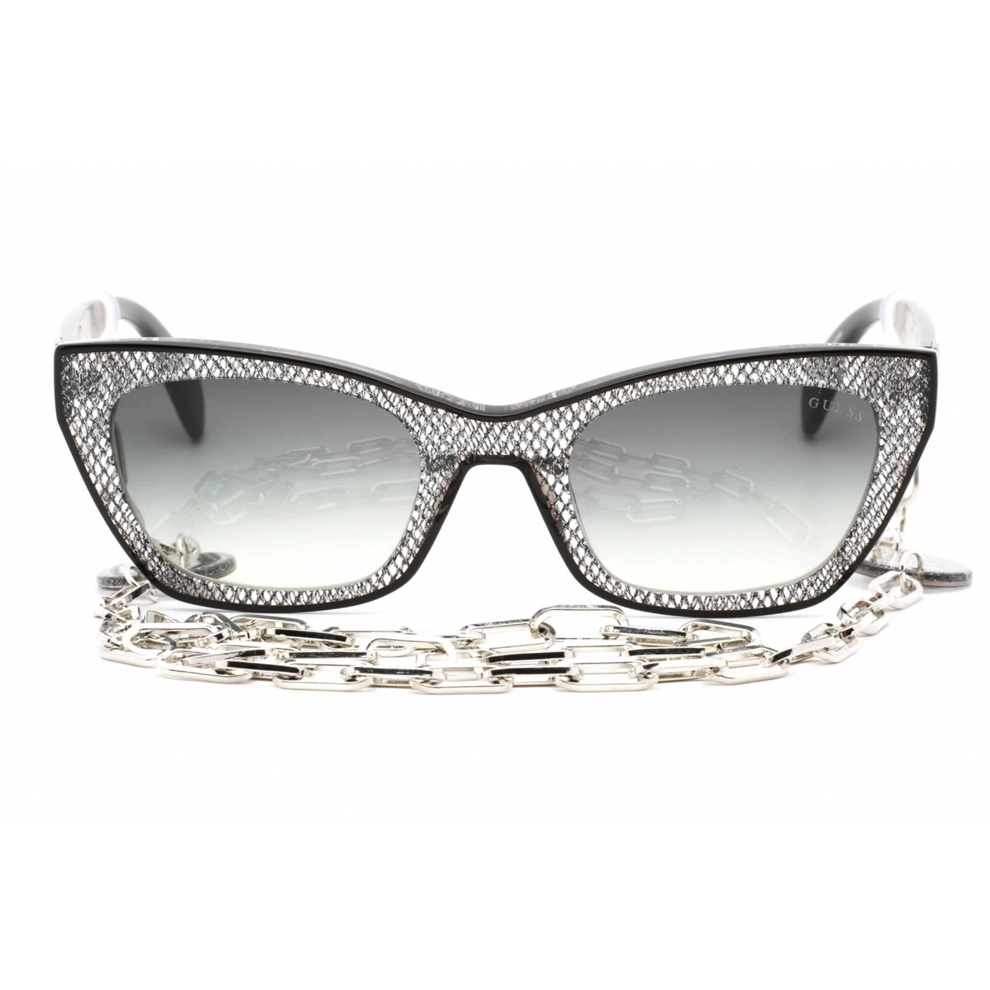 Guess Women's Sunglasses - Shiny Black Cat Eye Full Rim Frame Smoke Lens | GU7873 01B
