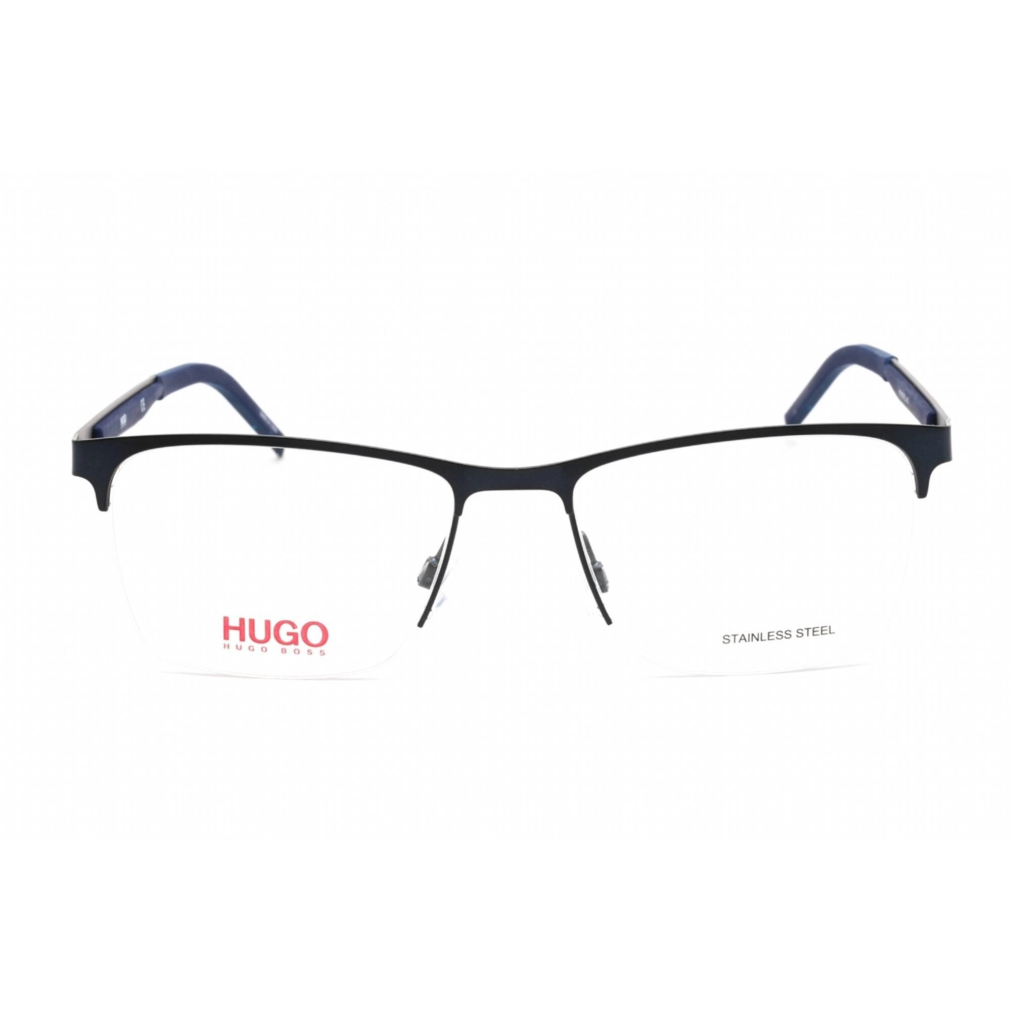 Hugo Men's Eyeglasses - Half Rim Matte Blue Rectangular Frame | HG 1142 "0FLL 00 "