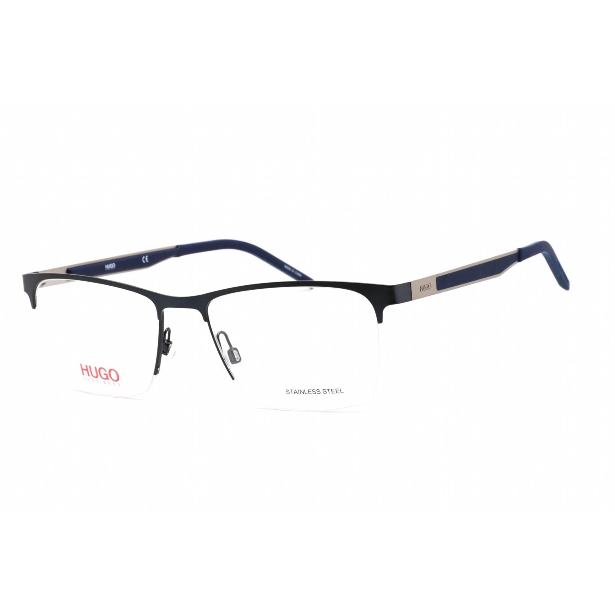 Hugo Men's Eyeglasses - Half Rim Matte Blue Rectangular Frame | HG 1142 "0FLL 00 "