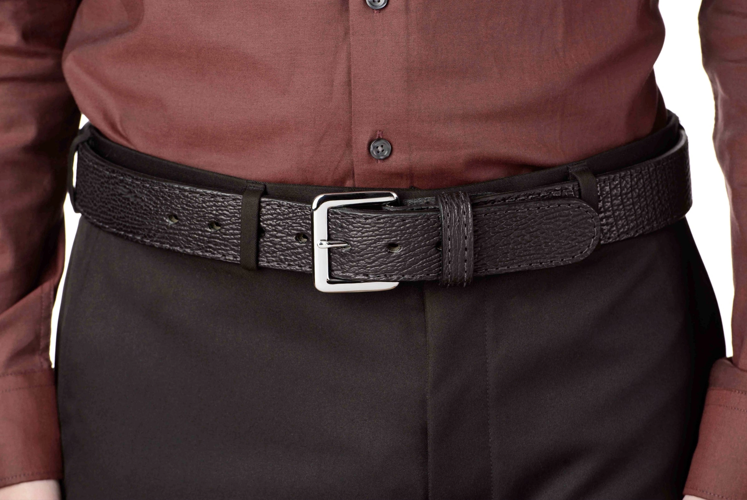 Men's Black Shark Leather Belt