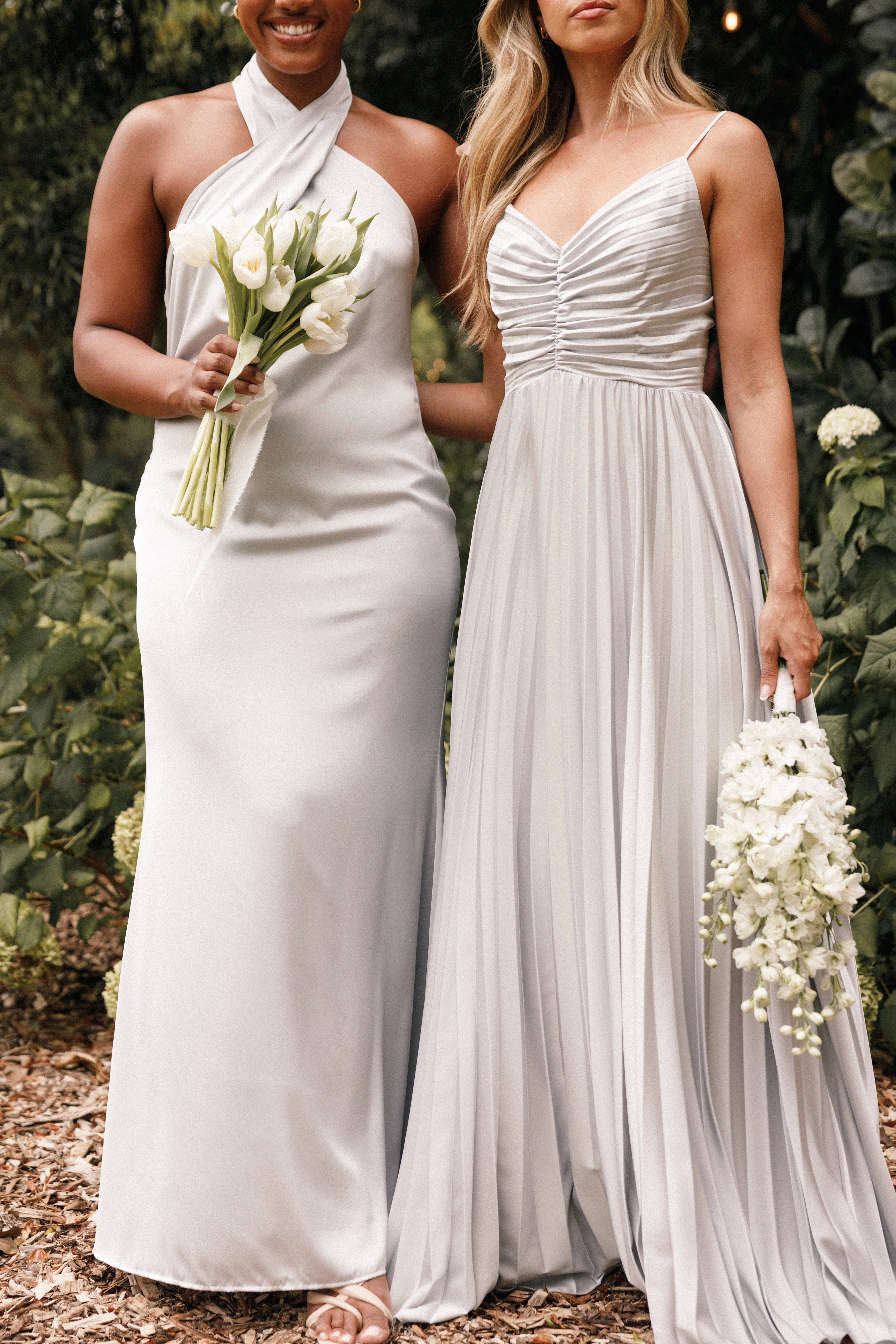 Naira Pleated Maxi Dress - Silver