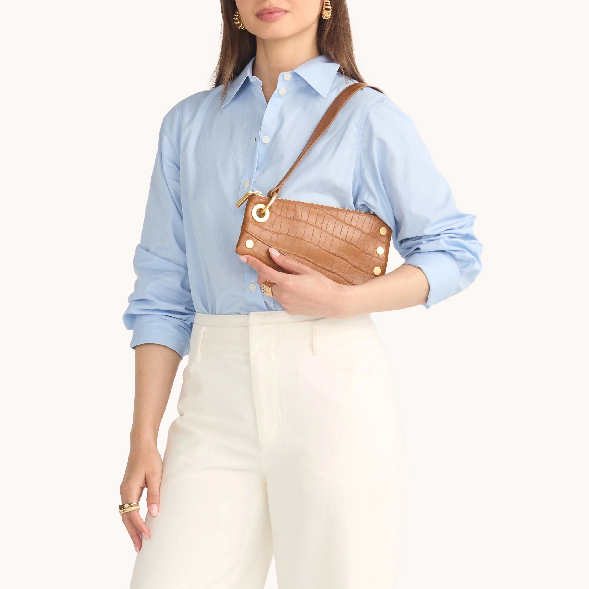 Nash Pochette | Canyon Crocco/Brushed Gold