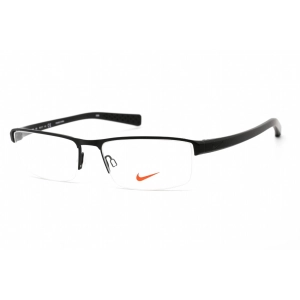 Nike Unisex Eyeglasses - Half Rim Satin Black Rectangular Metal | NIKE 8097 (001)