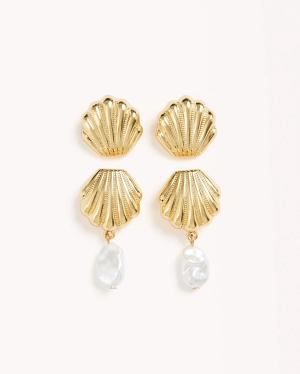 OCEAN EARRINGS 2 PACK - GOLD-PEARL