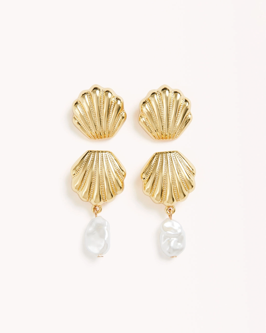 OCEAN EARRINGS 2 PACK - GOLD-PEARL