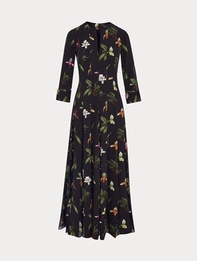Orchid Cady Inset 3/4 Sleeve Dress