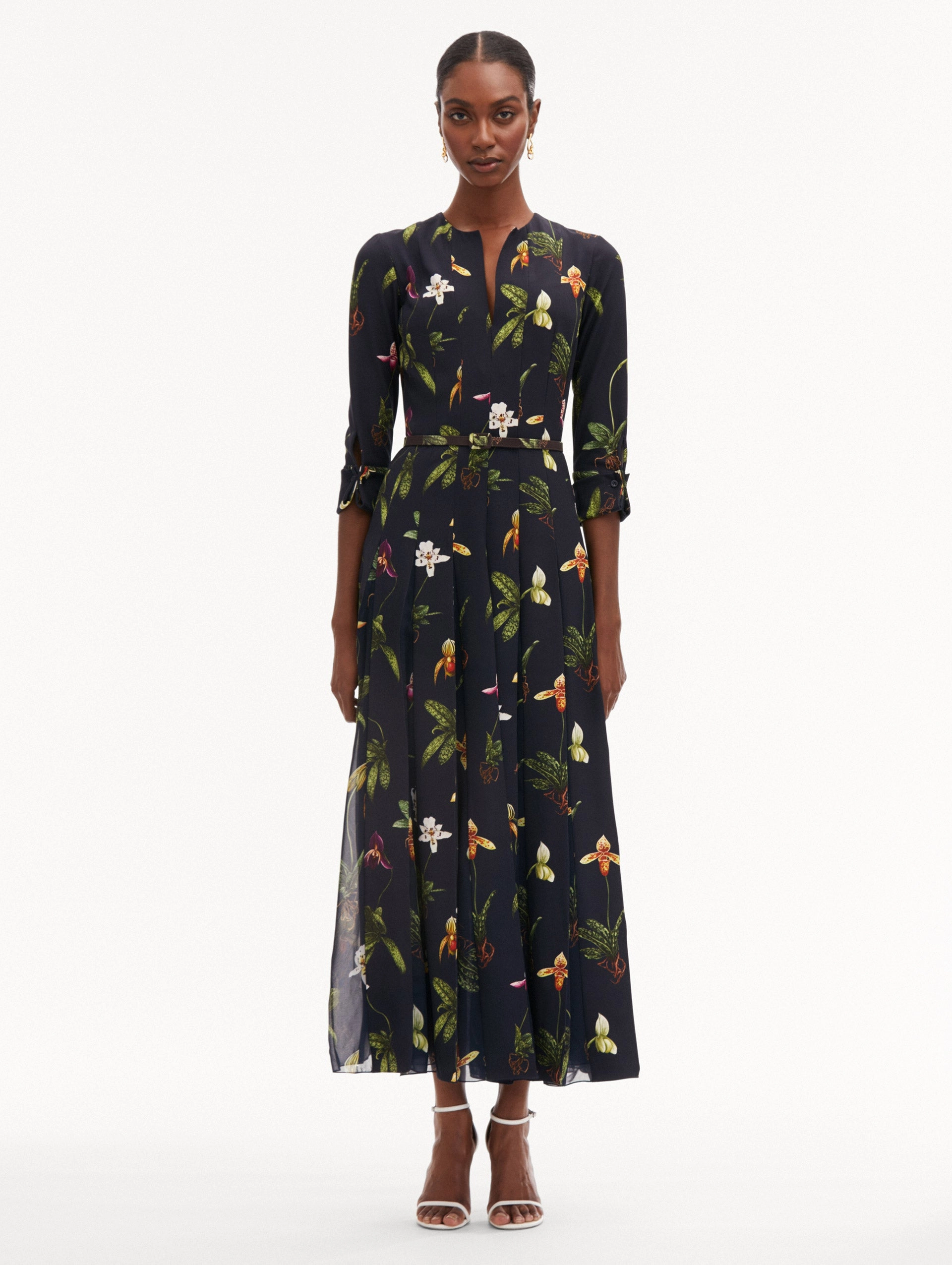 Orchid Cady Inset 3/4 Sleeve Dress