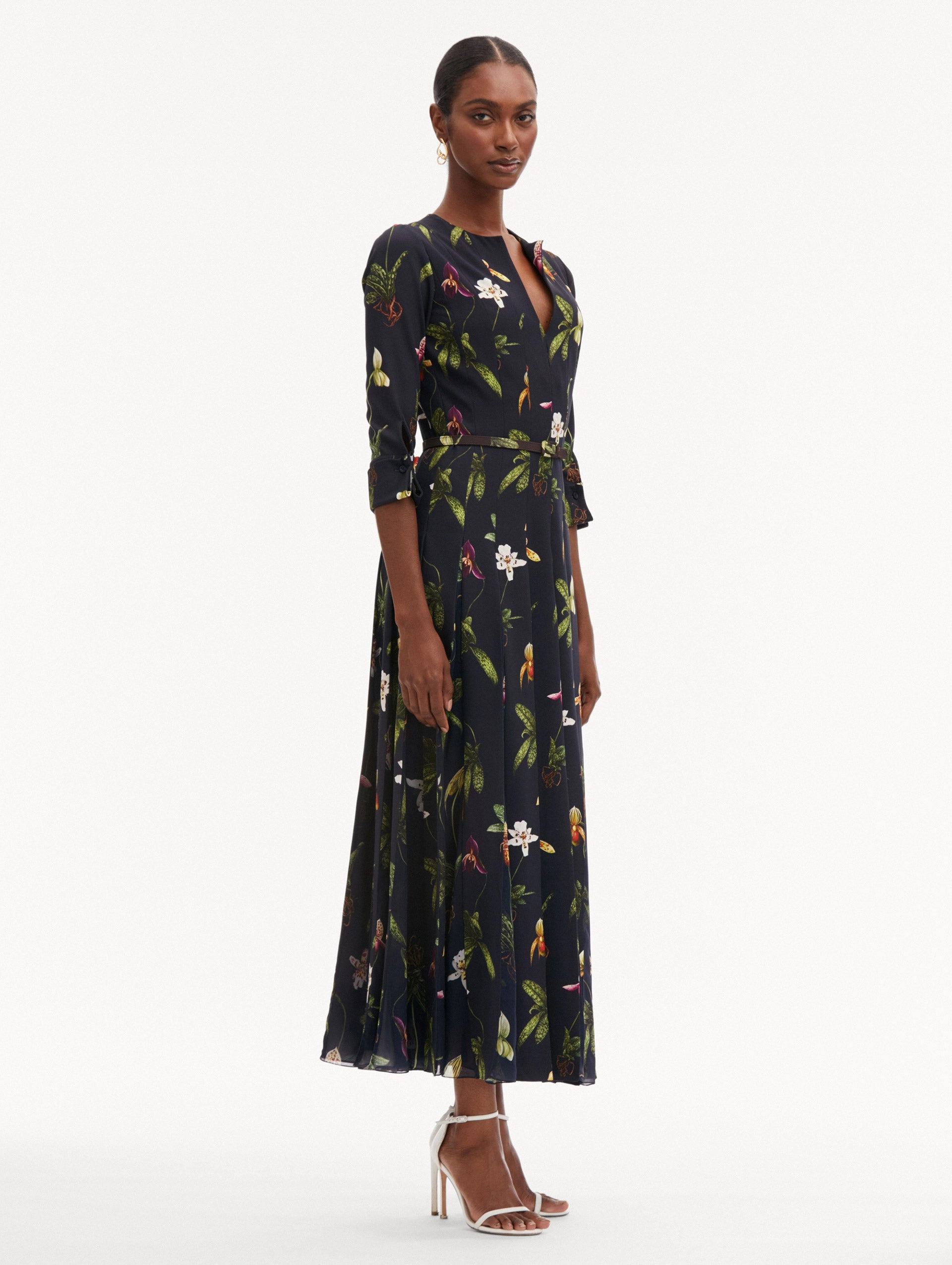 Orchid Cady Inset 3/4 Sleeve Dress