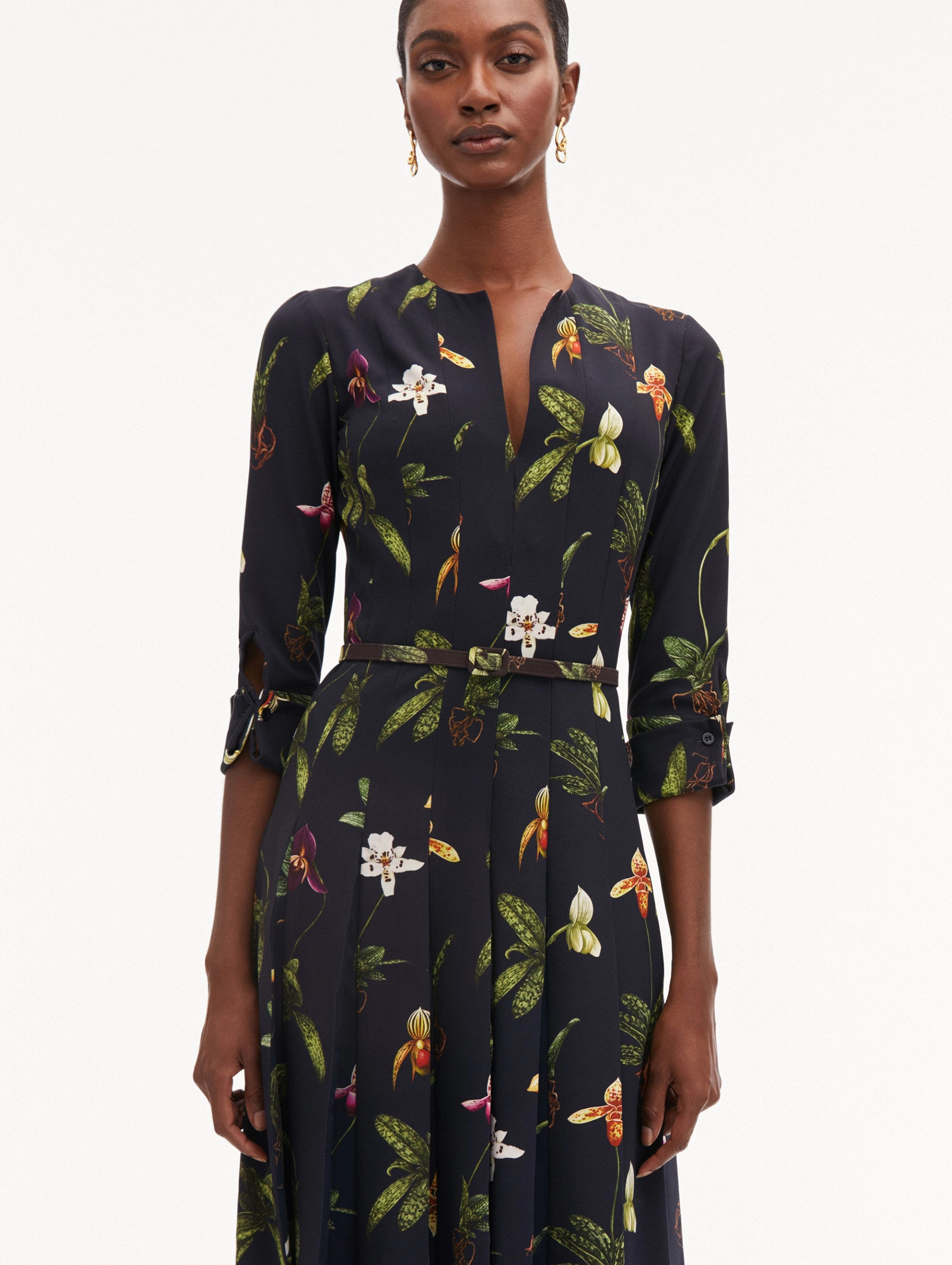 Orchid Cady Inset 3/4 Sleeve Dress