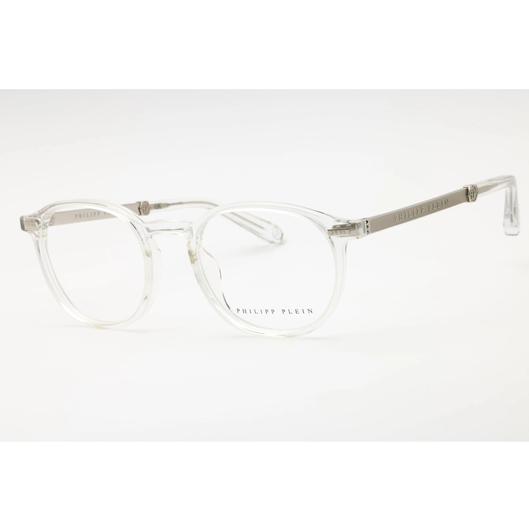 Philipp Plein Men's Eyeglasses - Shiny Crystal Acetate Round Full Rim | VPP057M 0880