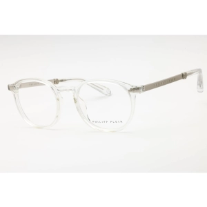 Philipp Plein Men's Eyeglasses - Shiny Crystal Acetate Round Full Rim | VPP057M 0880