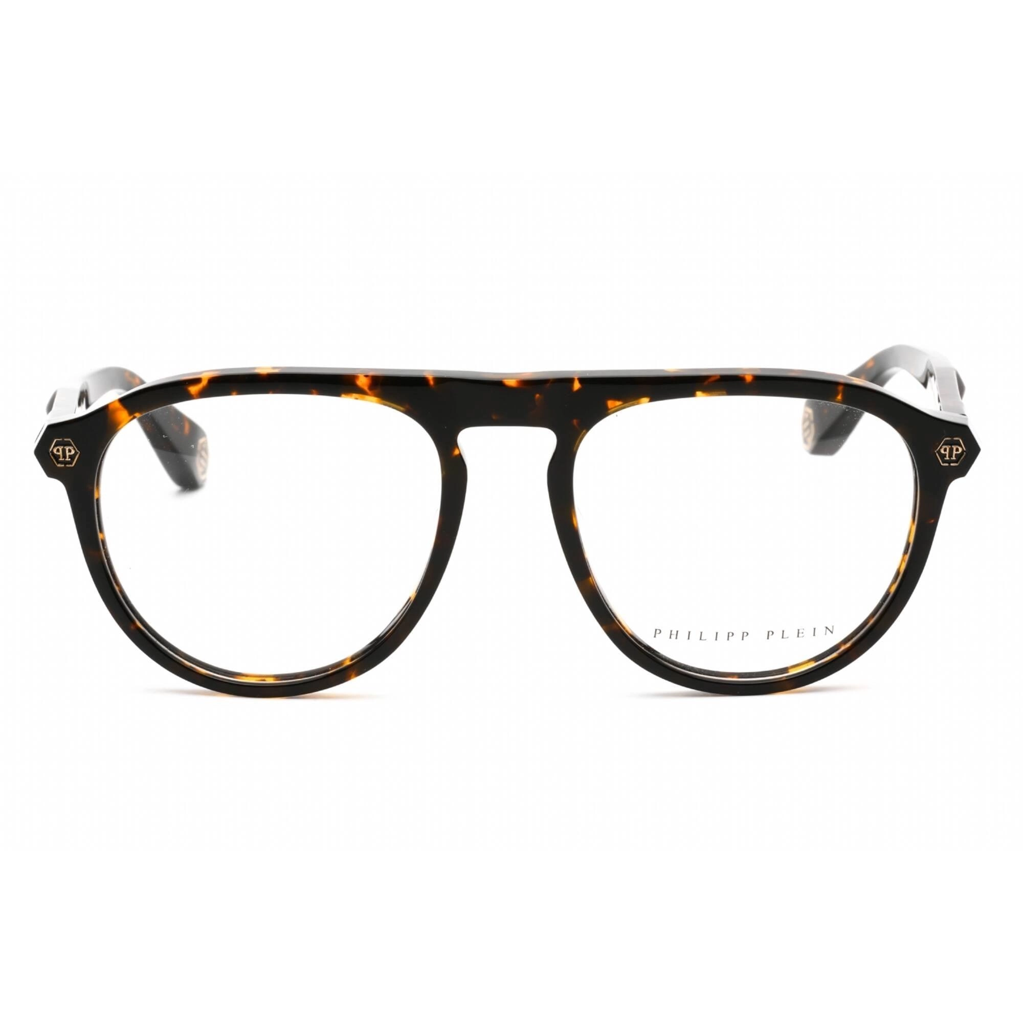 Philipp Plein Men's Eyeglasses - Shiny Dark Havana Plastic Aviator | VPP016M 01AY