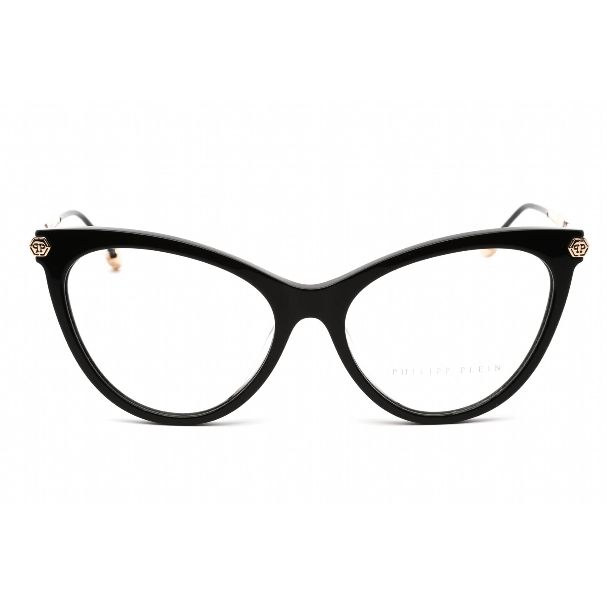 Philipp Plein Women's Eyeglasses - Full Rim Shiny Black Cat Eye Frame | VPP037S 0700